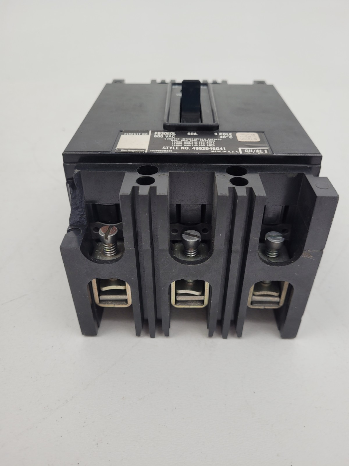 FB3060L Westinghouse 60 Amp 600 VAC Circuit Breaker – Next Day Option – Flaw