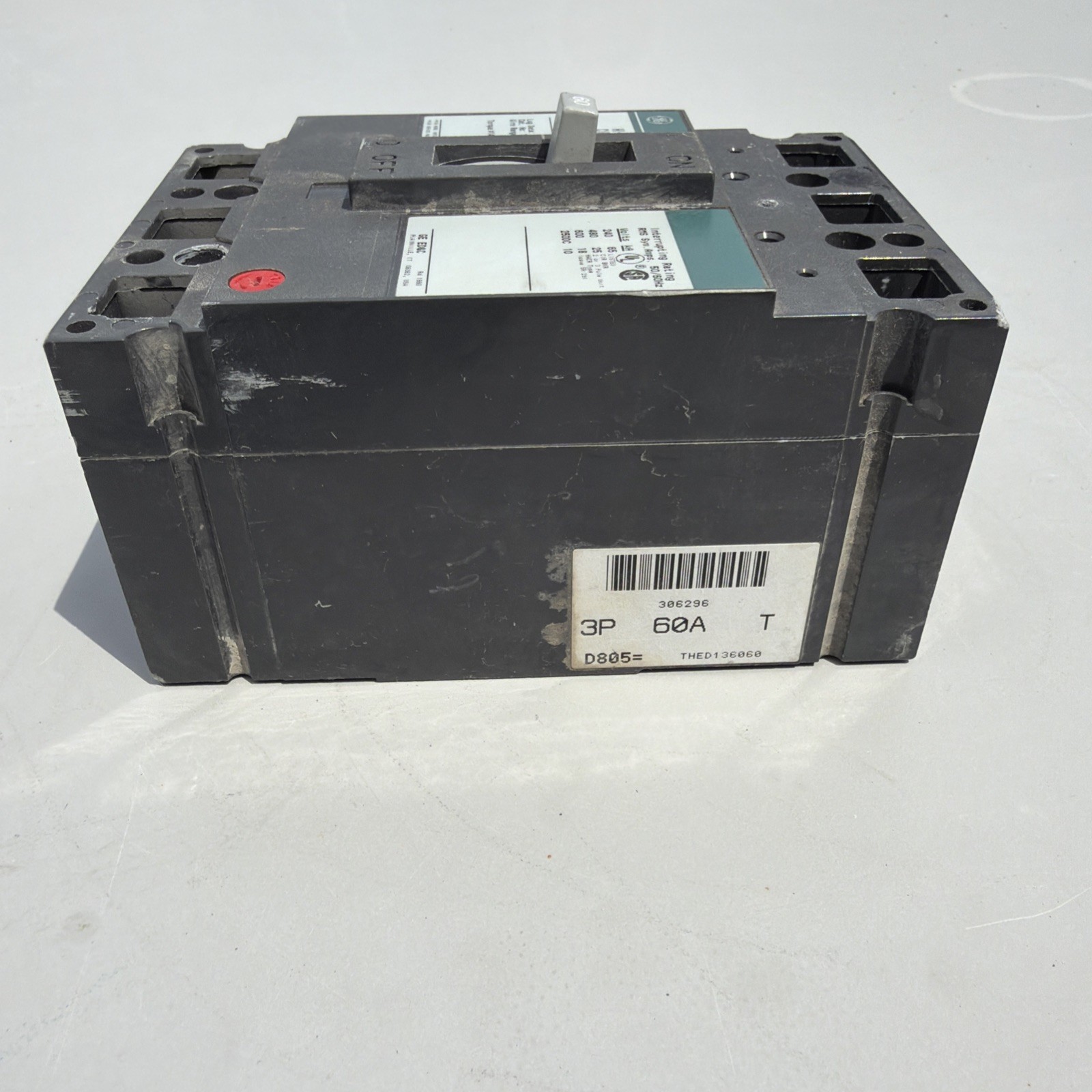 GE THED136060 60A 3P 600VAC Molded Case Circuit Breaker 25kA