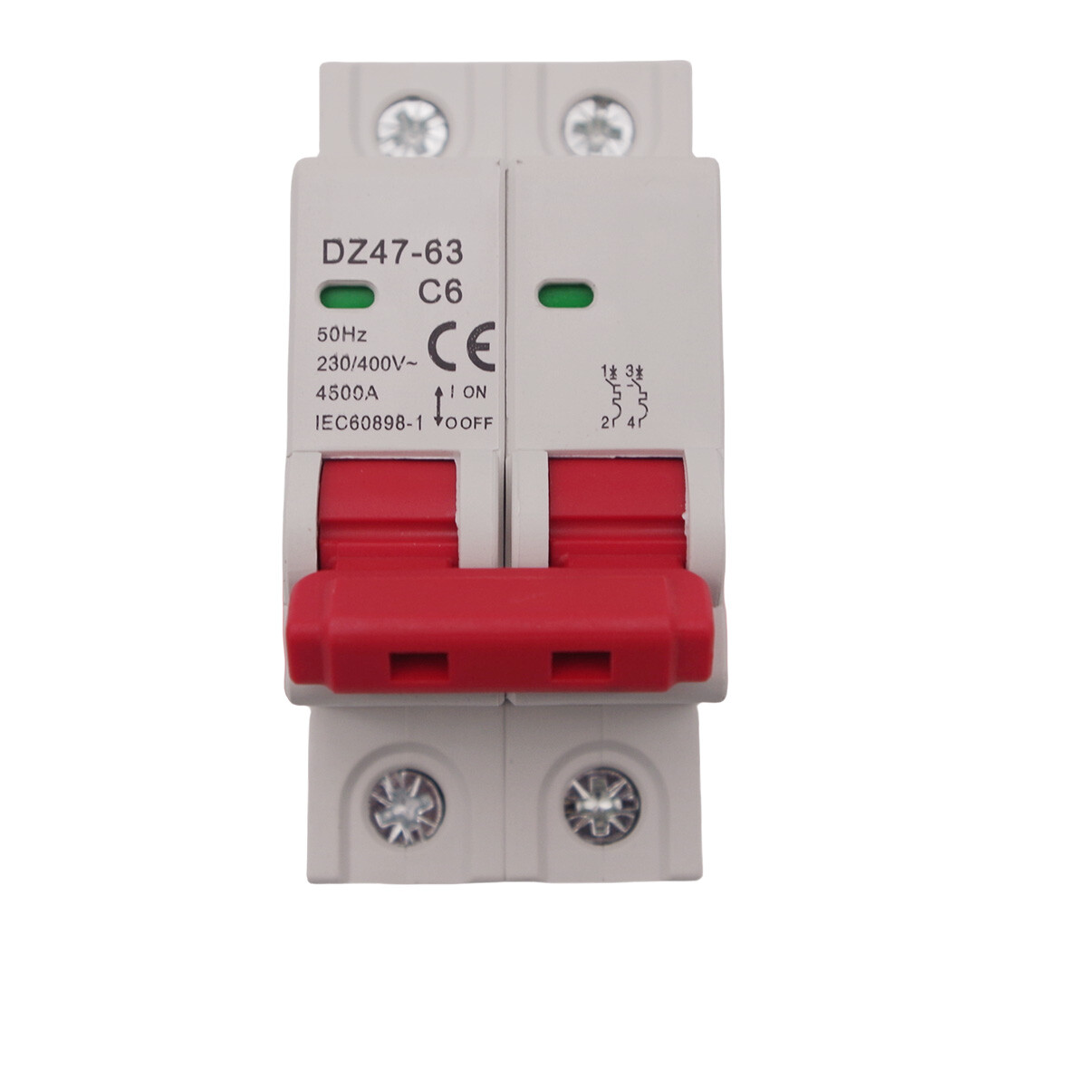 2P AC Mini Circuit Breaker AC MCB 2P 4.5kA 6/10/16/25/32/40/50/63A Din Rail
