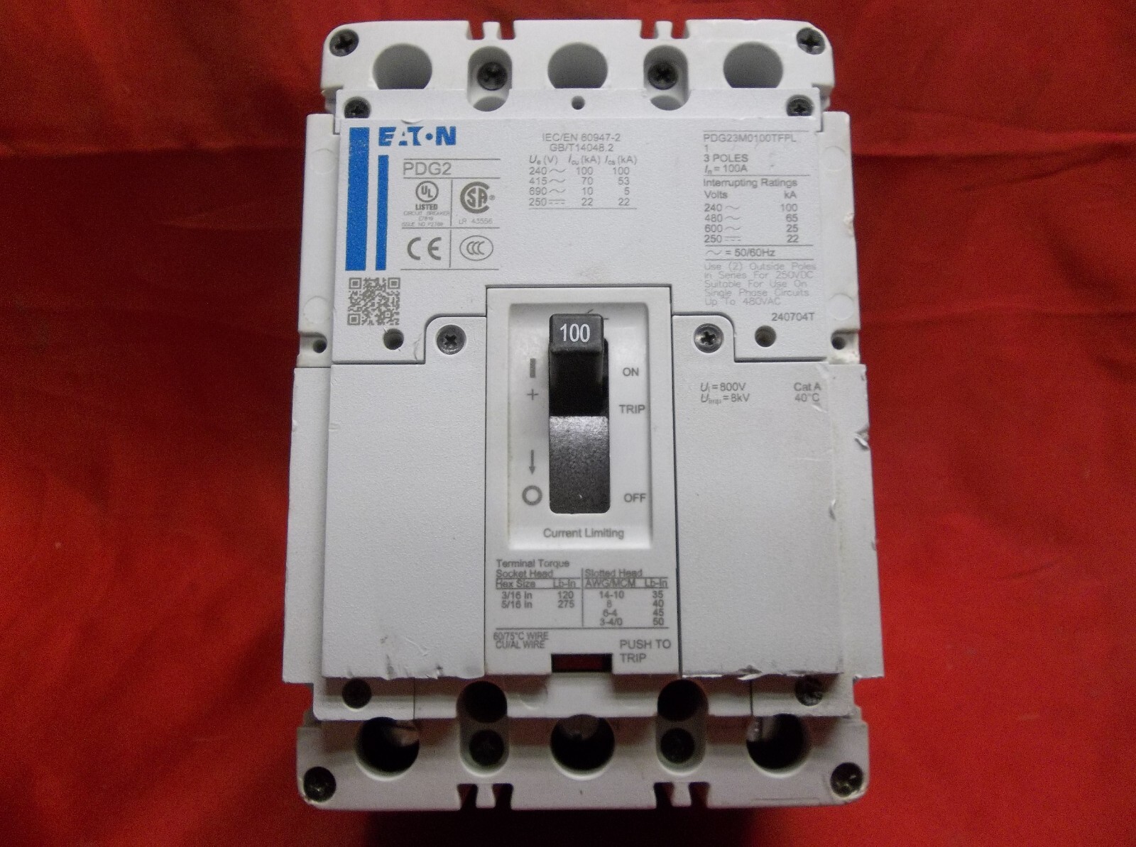 EATON PDG23M0100TFFL circuit breaker 3155B12