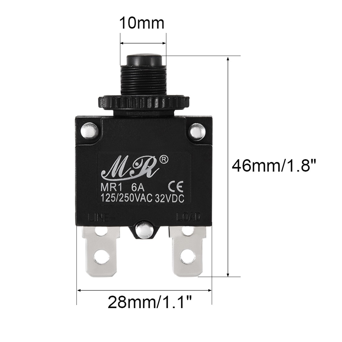 5 x Thermal Overload Protector AC 125/250V 6A Push Button Reset Circuit Breaker