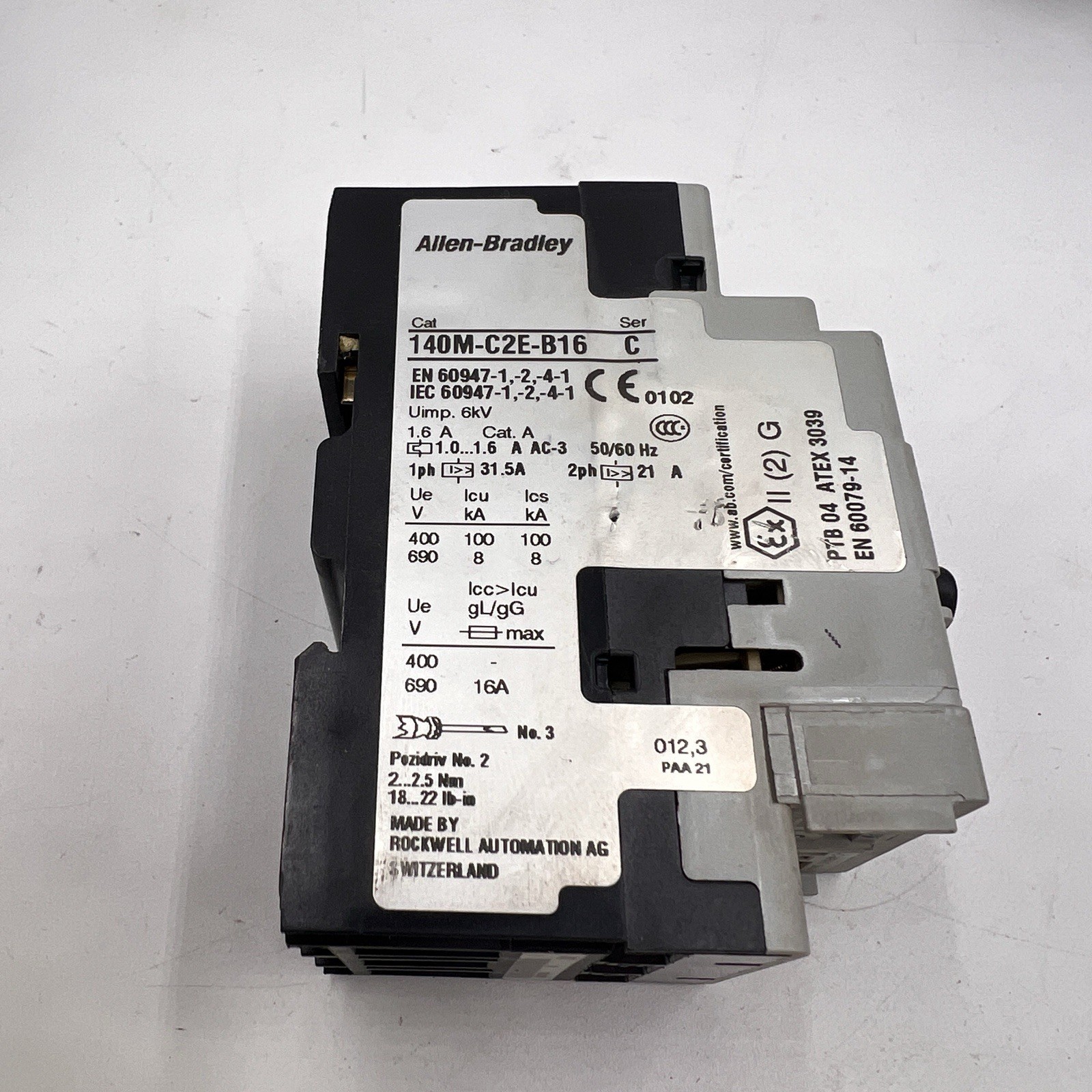 ALLEN BRADLEY 140M-C2E-B16 SER C MOTOR PROTECTION CIRCUIT BREAKER