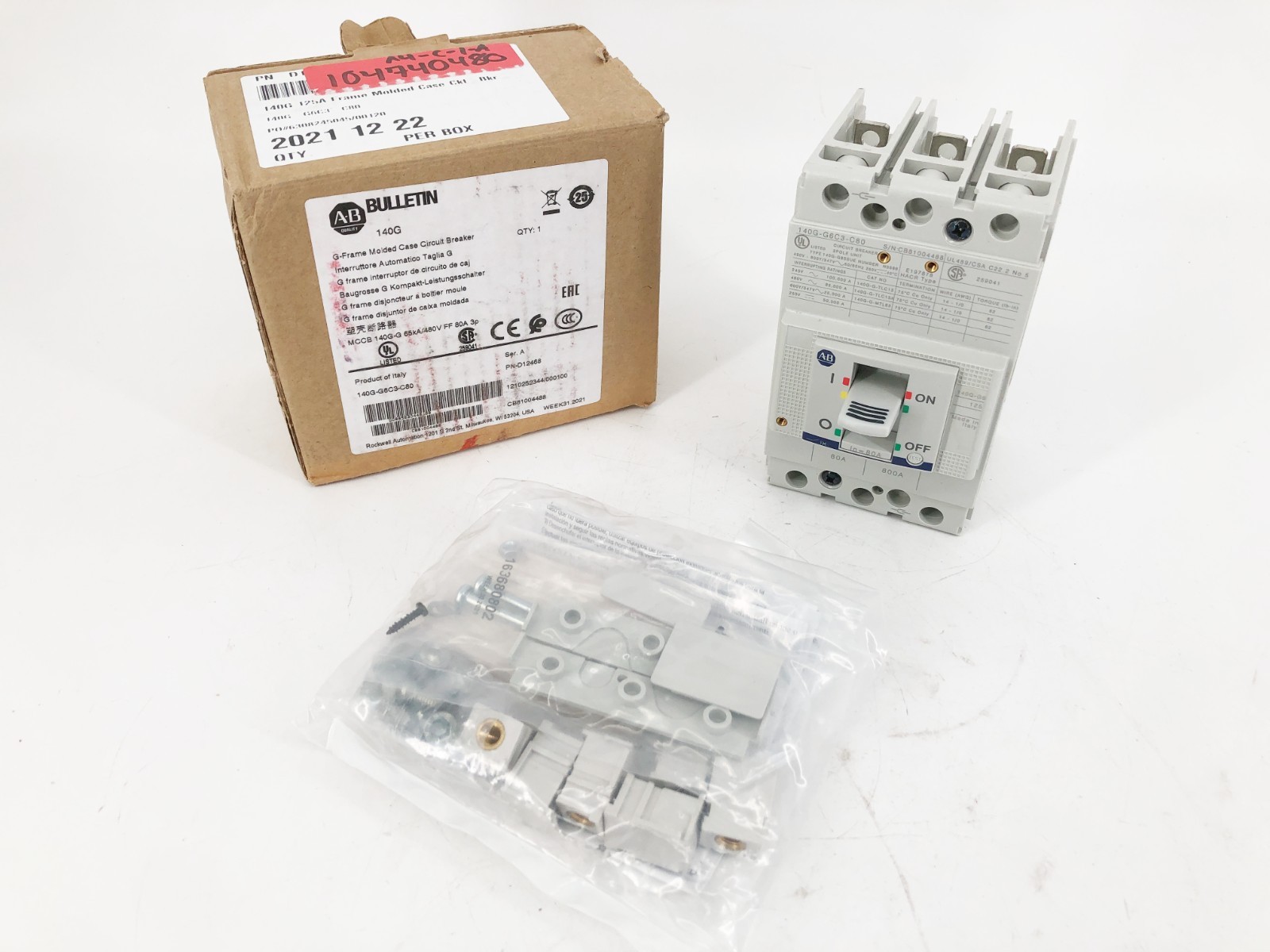 New Allen Bradley 140G-G6C3-C80 Ser. A Circuit Breaker 80A 3P 480V