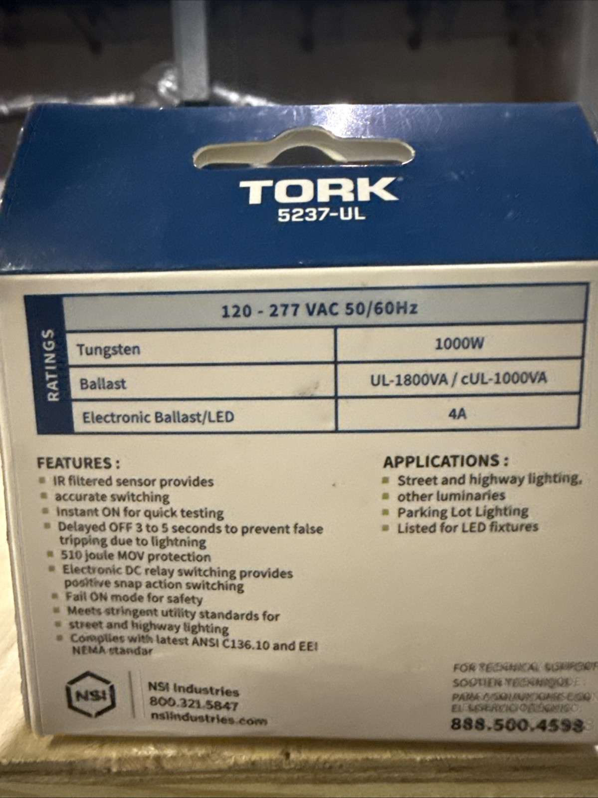 TORK 5237-UL 120-277VAC 4A instant response LED photocontrol Photo Cell