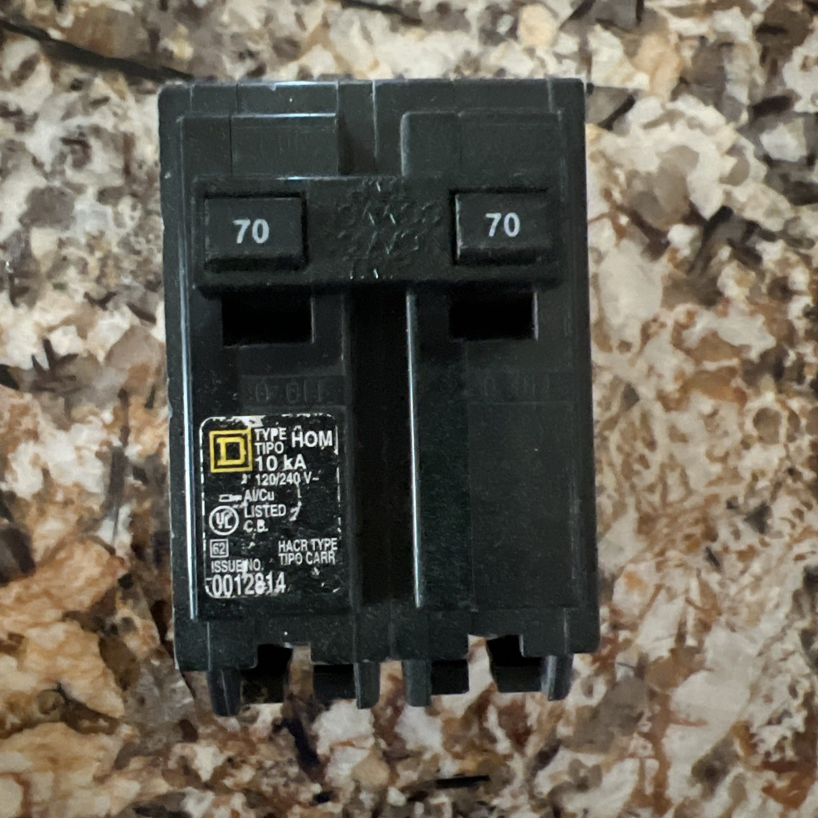 Square D 70 Amp 70a 2 Pole Plug On Circuit Breaker Type HOM270 DP-4075 Homelite