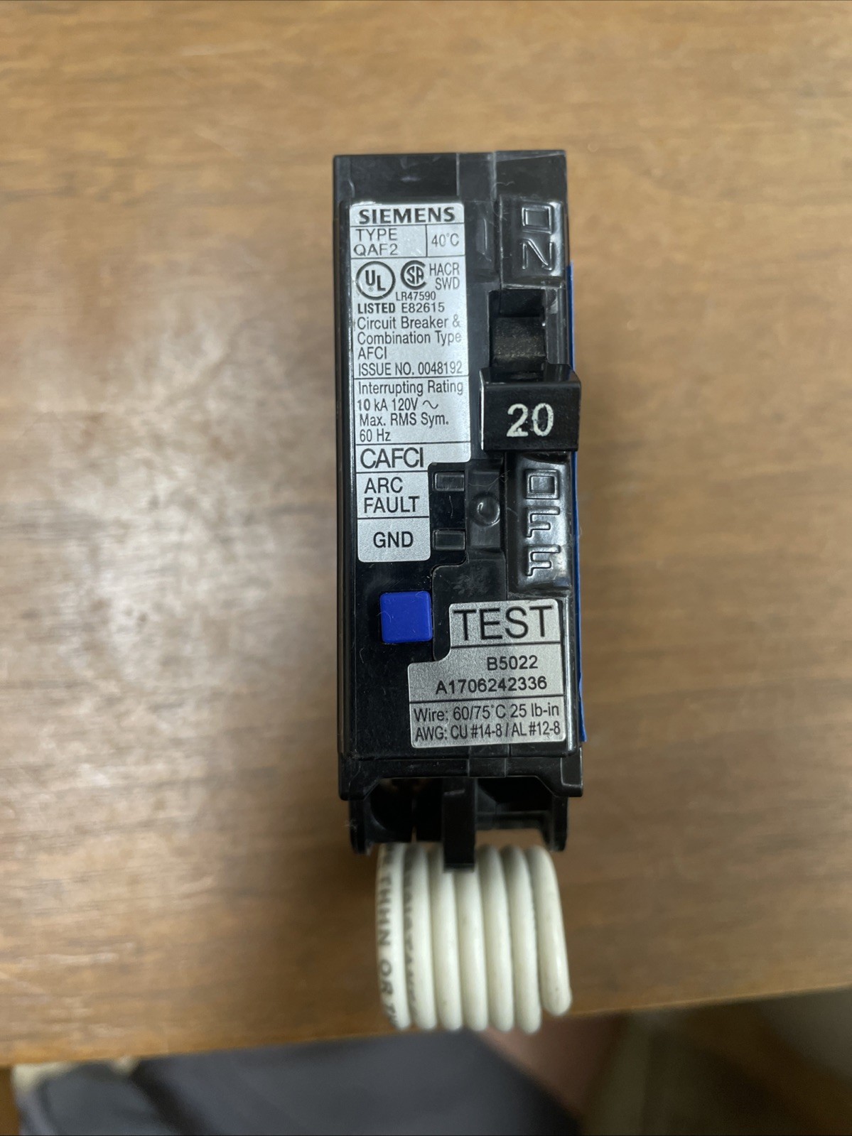 Siemens QA120AFC 20-Amp Single Pole 120-Volt Plug-On Combination AFCI Breaker