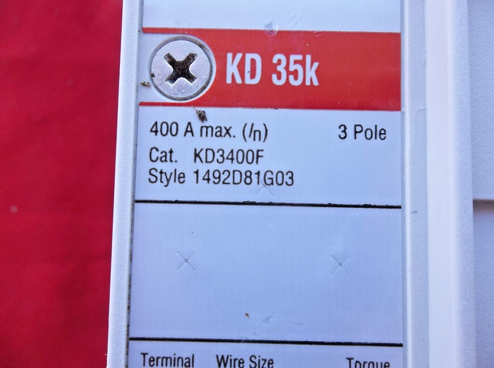 EATON KD3400F circuit breaker 9 20 7
