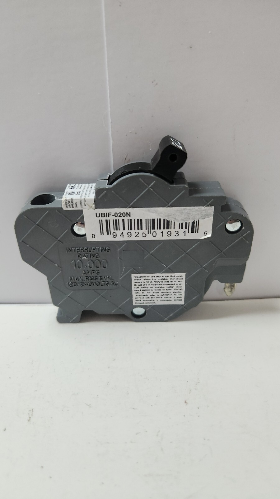 CONNECTICUT ELECTRIC UBIF-020N 1-POLE CIRCUIT BREAKER 20A 120V | TESTED ✅️
