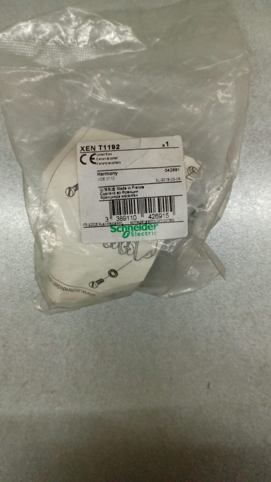 Schneider XENT1192 CONTACT ELEMENT – Made in France