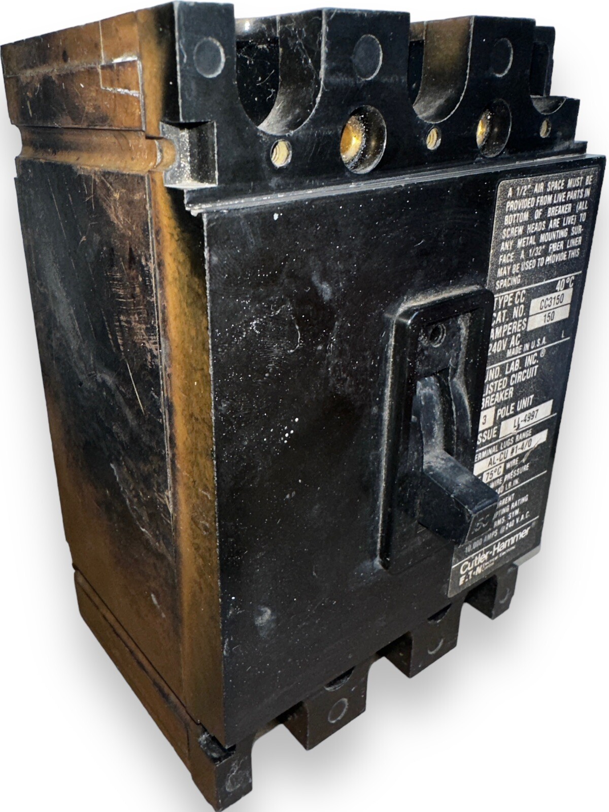 Eaton CC3150 Circuit Breaker 150A 3-Pole 240V Type CC Tenant Main