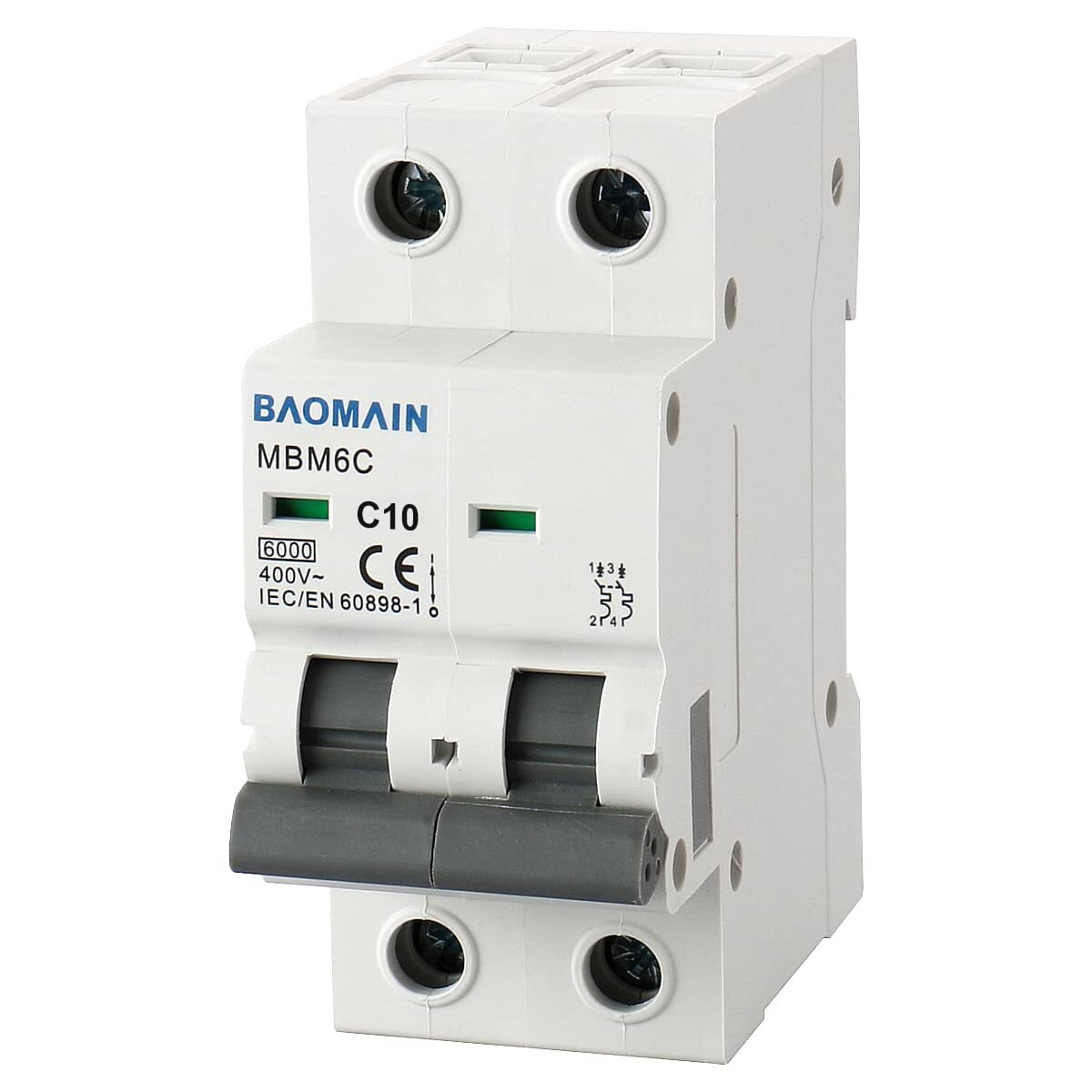 Miniature Circuit Breaker DZ47-63 C10 AC 230V 400V 10Amp 2 Pole DIN Rail Moun…