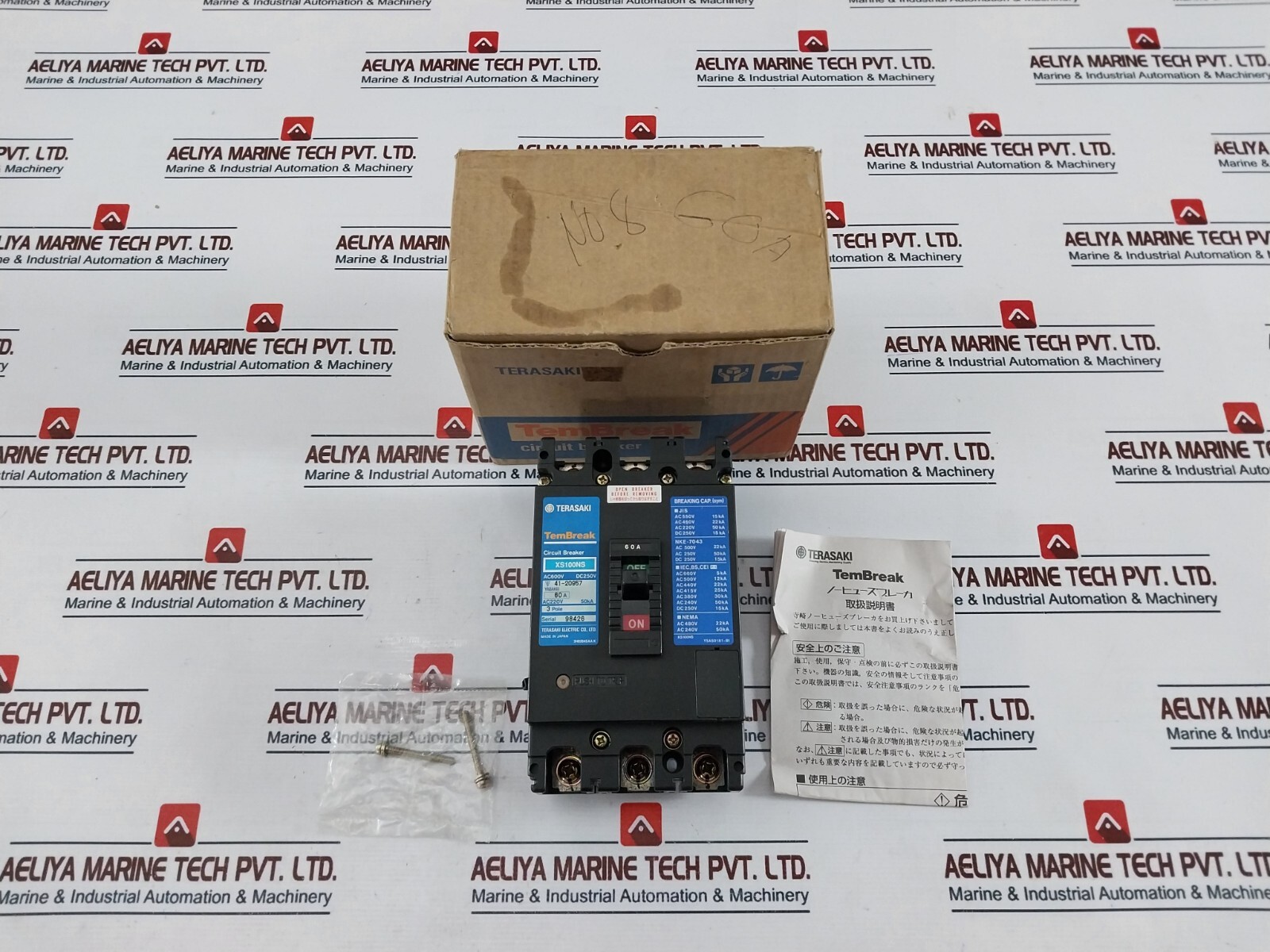 Terasaki Electric XS100NS 3 Pole Circuit Breaker 60A AC600V DC250V