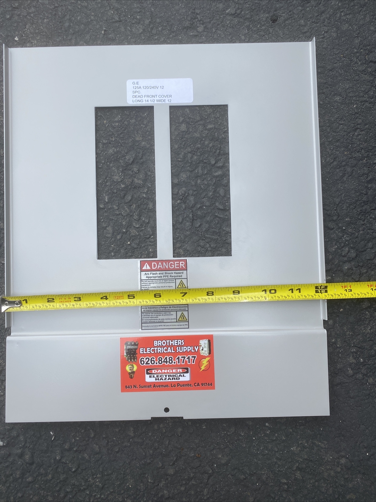 GE DEAD FRONT COVER 125A 120/240V 1 PH 12 OR 14 SPC LONG 14 1/2 WIDE 12 /8.