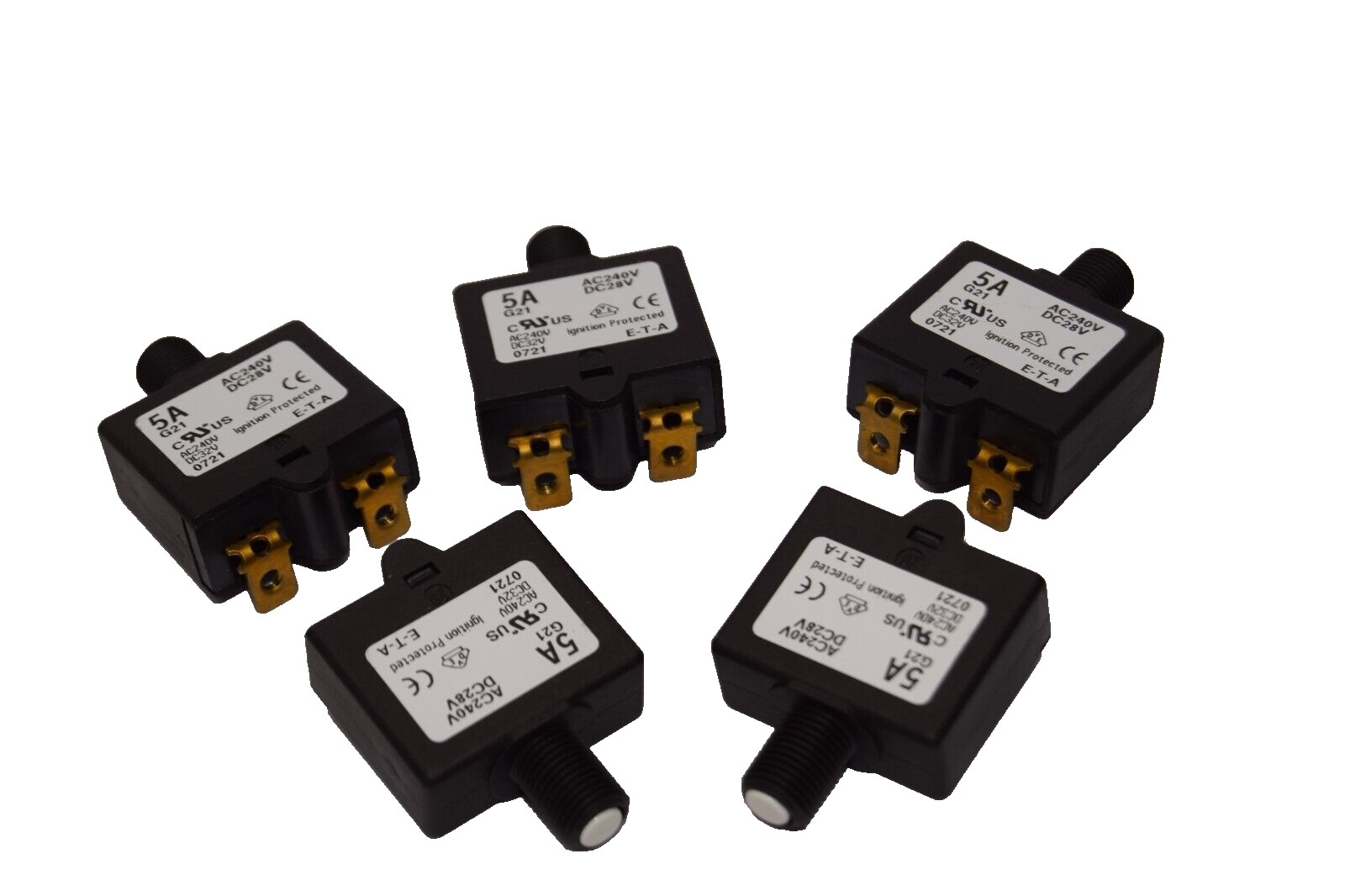 Lot 5 E-T-A ETA 1658-G21-00-S83-5A BREAKER 7-17sec 5A 5 Amp G21 1658 240v 28v