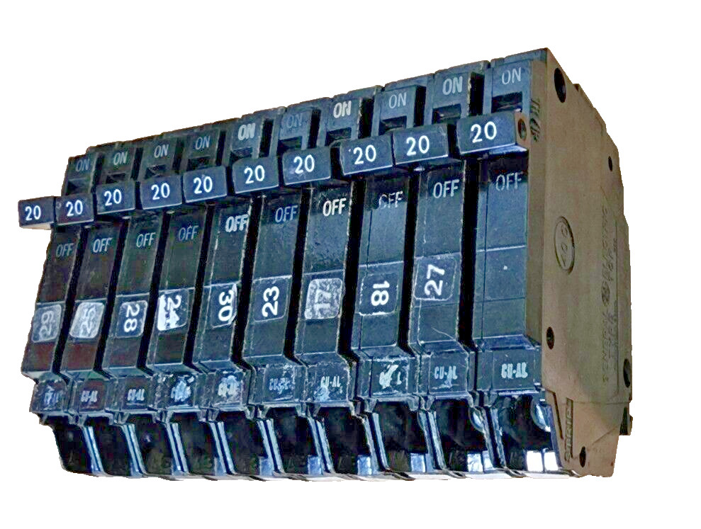 (QTY:2) GE TQP120 1 Pole 20 Amp 120/240V TYPE TQP, THQP Circuit Breaker