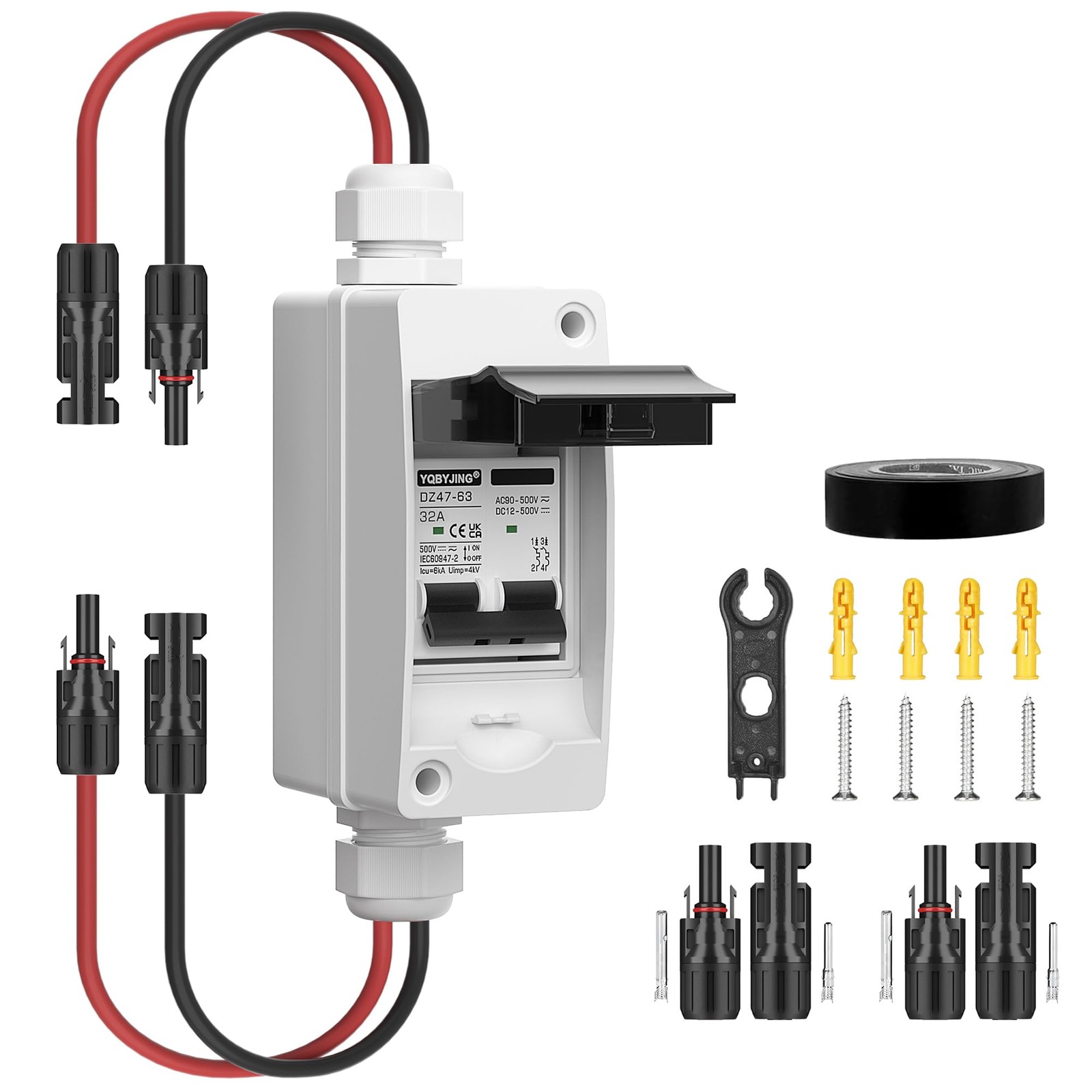 Solar Panel Disconnect Switch 32Amp DC AC Miniature Circuit Breaker 500V 2 Po…