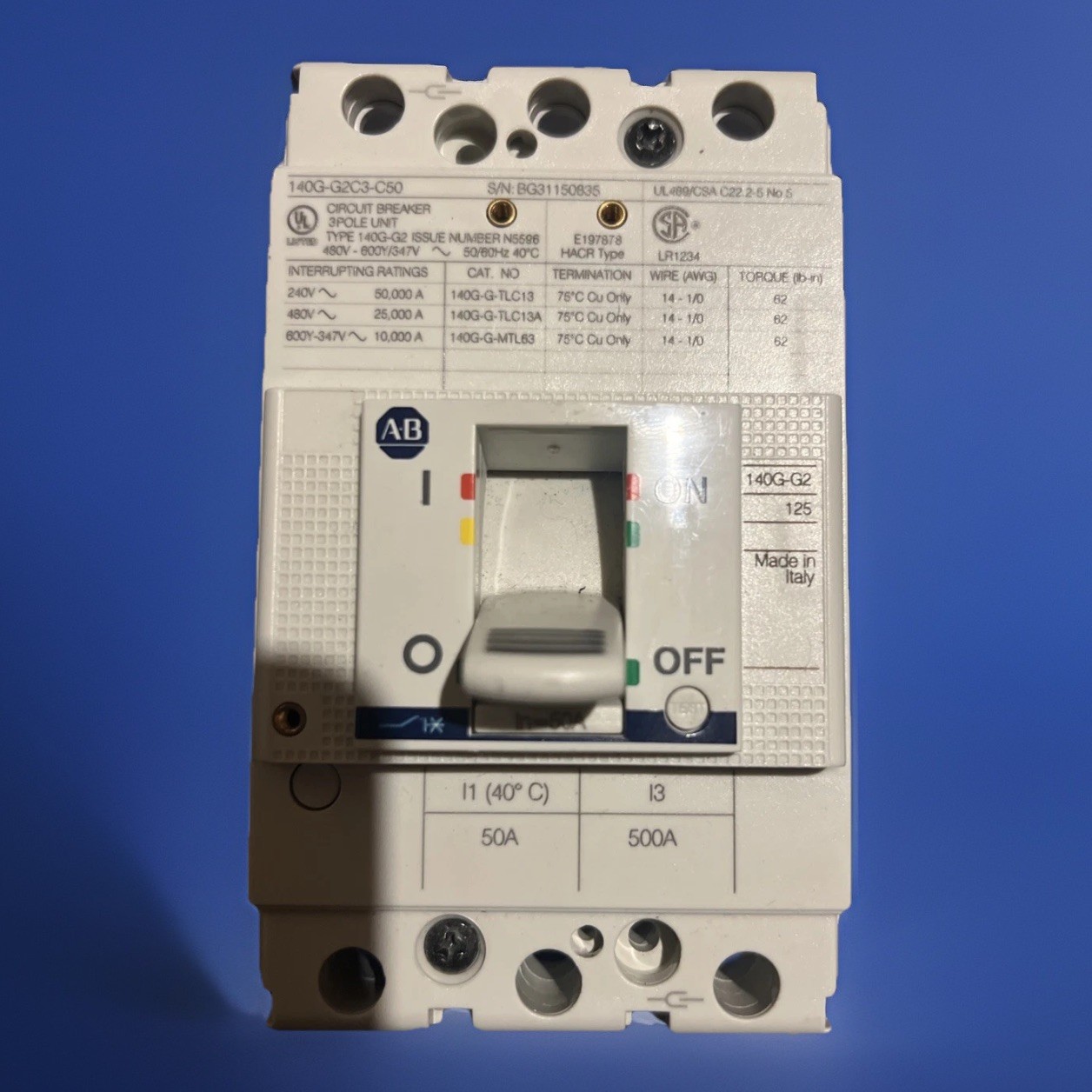 Allen-Bradley 140G-G2C3-C30 Circuit Breaker 30 Amp Breaker Heavy Duty