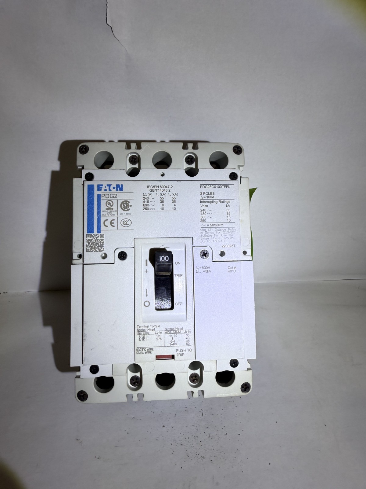 NEW TAKEOUT EATON Pdg23m0100tffl (3P-100A-600V-65K AIC)