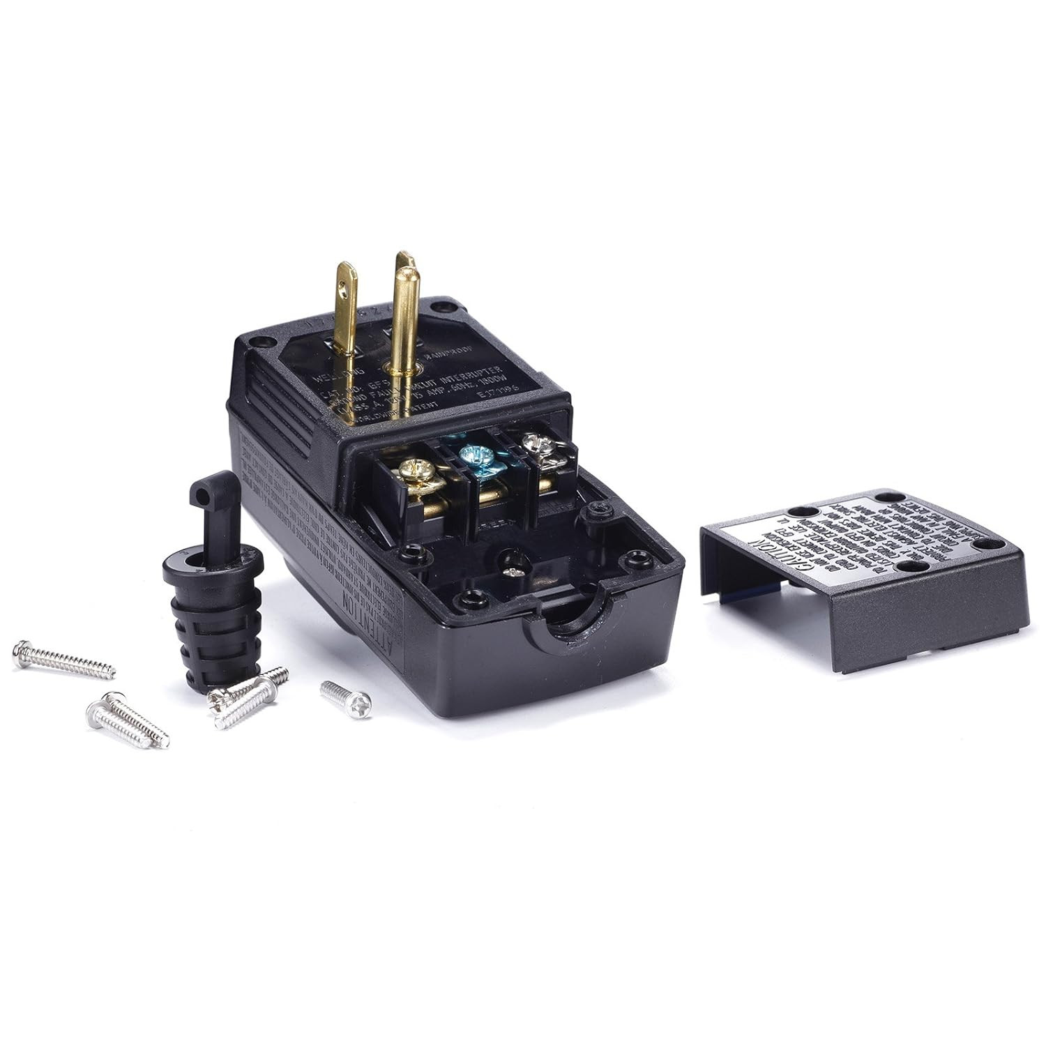 15 Amp GFCI Plug Replacement 3 Prong Waterproof Inline GFI Circuit Breaker