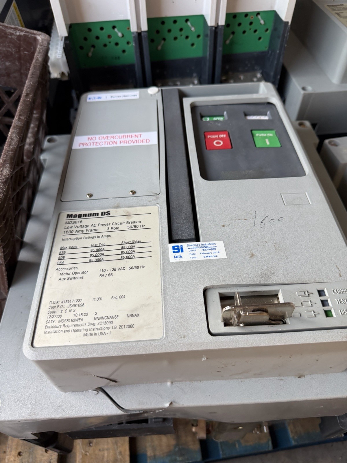 Eaton Magnum DS MDS816 Circuit Breaker EO/DO ~ 1600A