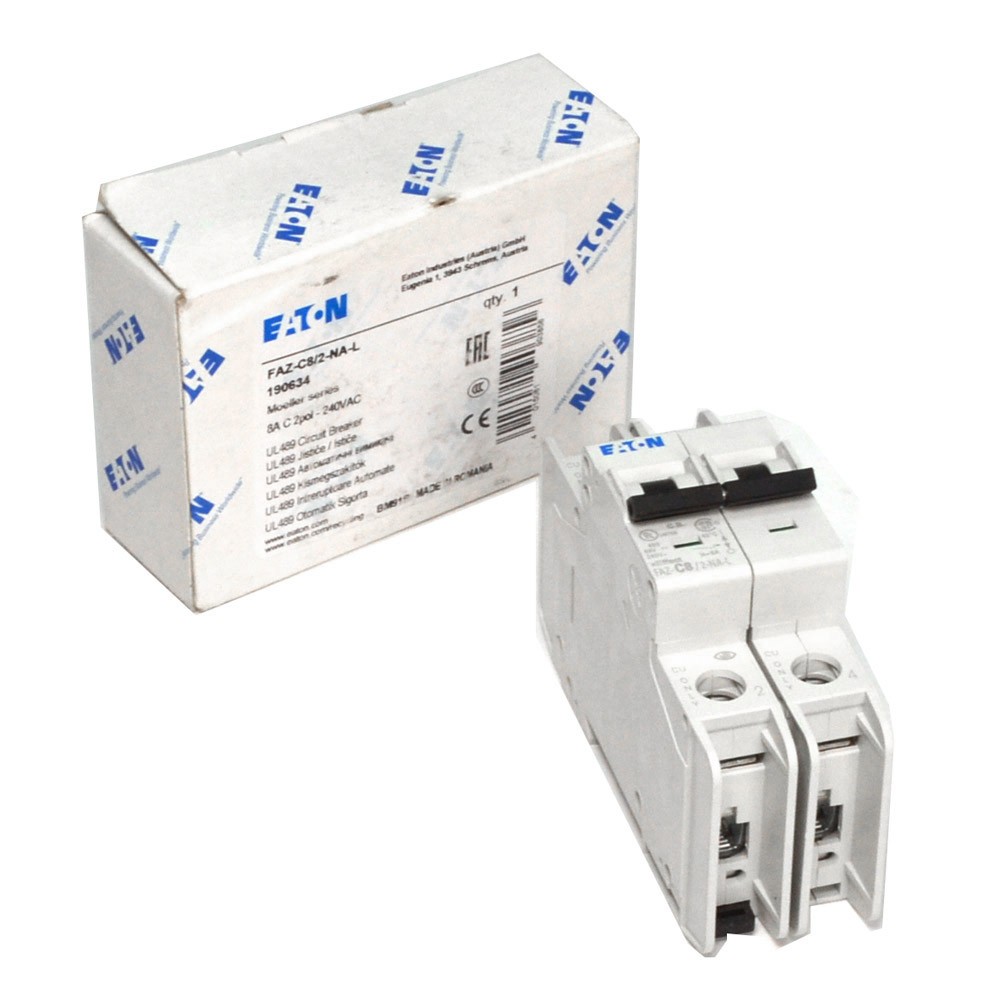 NEW Eaton FAZ-C8/2-NA-L 190634 Moeller 8A C 2-Pole 240VAC Circuit Breaker UL489