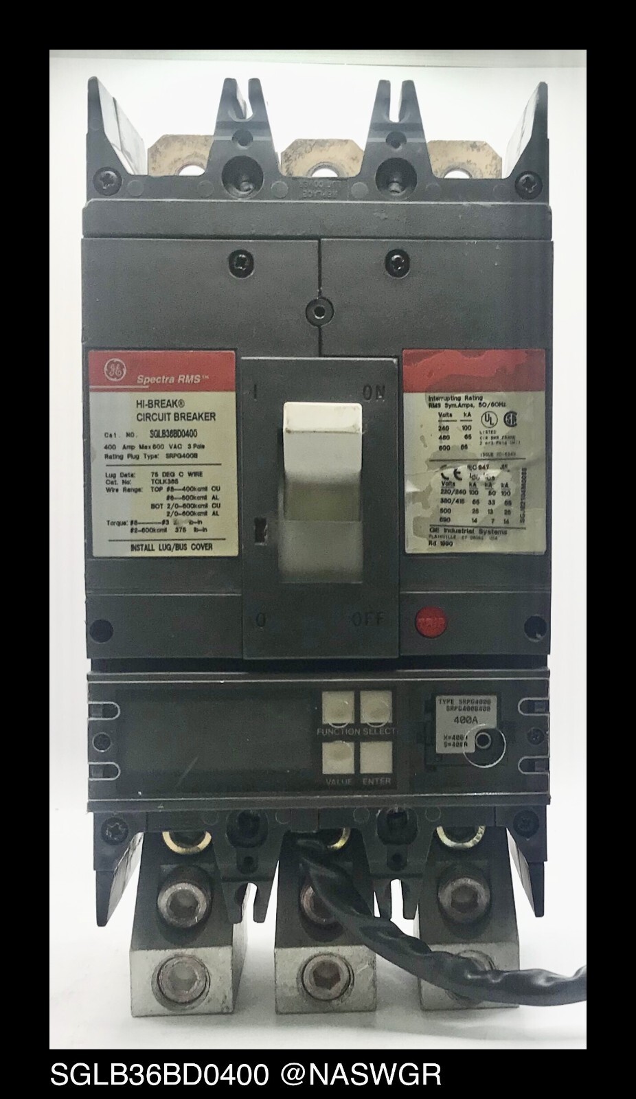 GE Spectra SGLB36BD0400 Circuit Breaker ~ 400 Amp – Tested/1Yr Warranty