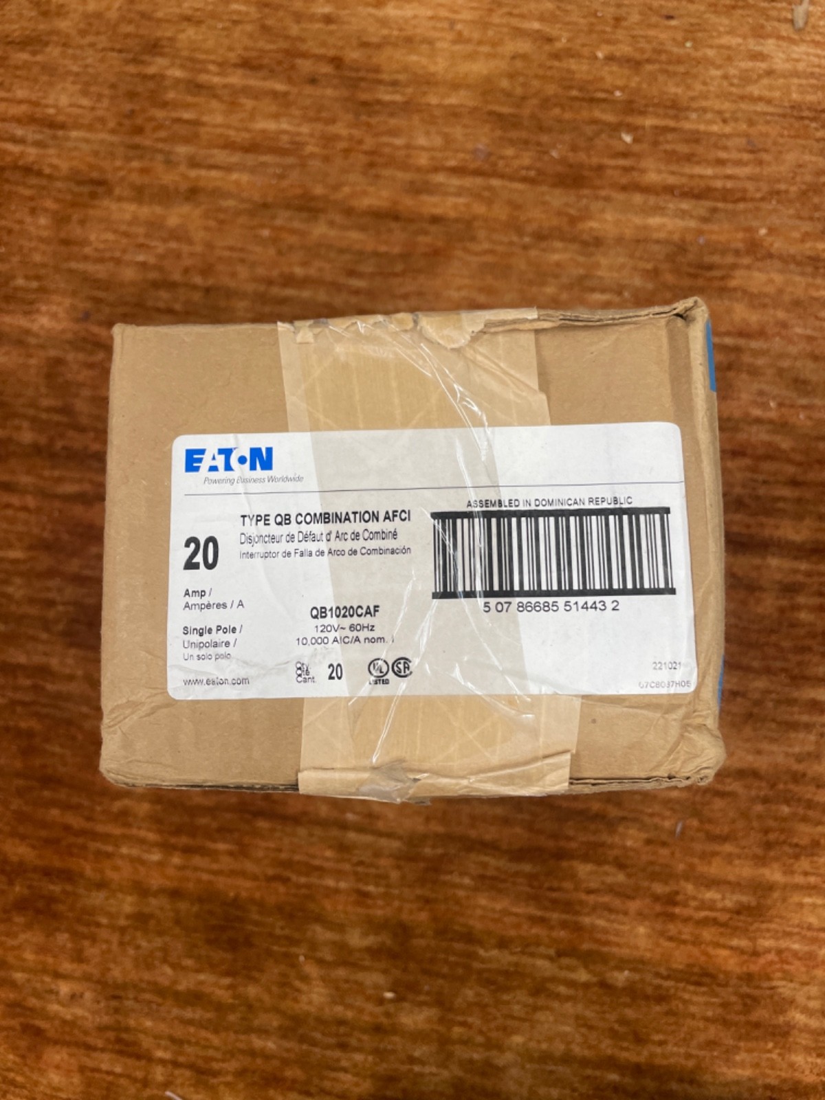 EATON Type QB Combination AFCI QB1020CAF, 20 A, 120 V, Bolt on
