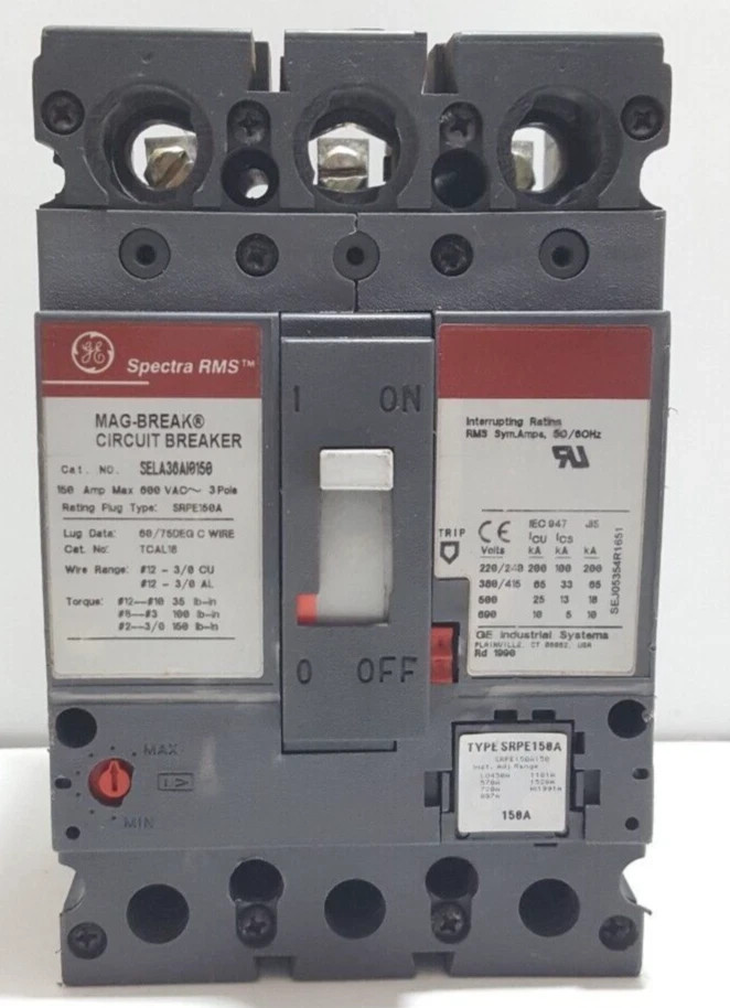 GE SELA36AI0150 RMS MAG-BREAK 3 POLE 150 AMPS CIRCUIT BREAKER / USED