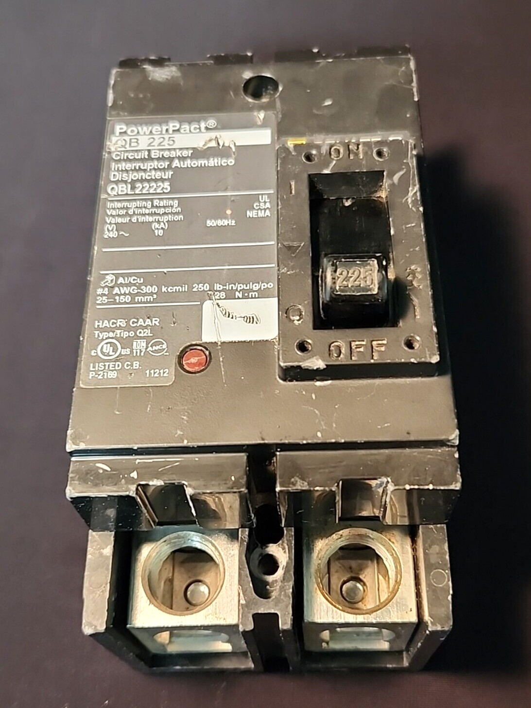 Square D PowerPact QB 225 Circuit Breaker QBL22225