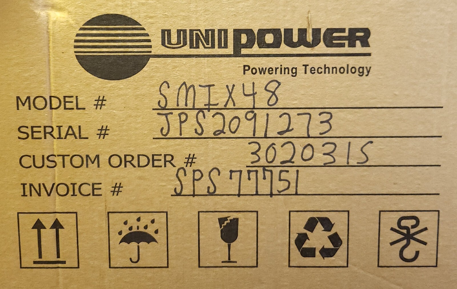 UNIPOWER SMIX48 MICROSAGEON 48 VDC POWER PLANT BASE Module Chassis