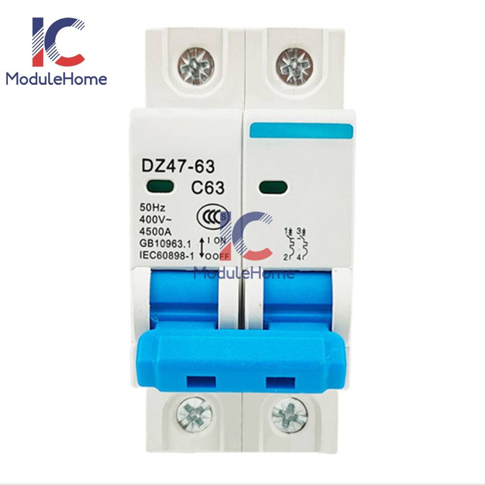 DZ47-63 2P Mini Circuit Breaker 6-63A Overload Short Circuit Protetion 400V 50Hz