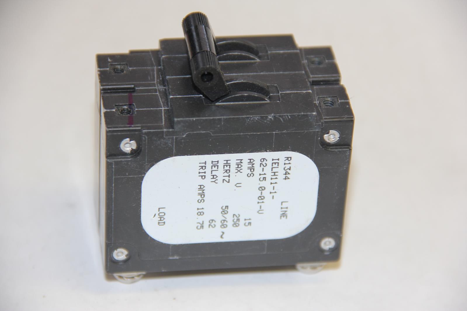 AIRPAX IELH11-1-62-15.0-01-V 15A 250VAC 80VDC 2-Pole Circuit Breaker
