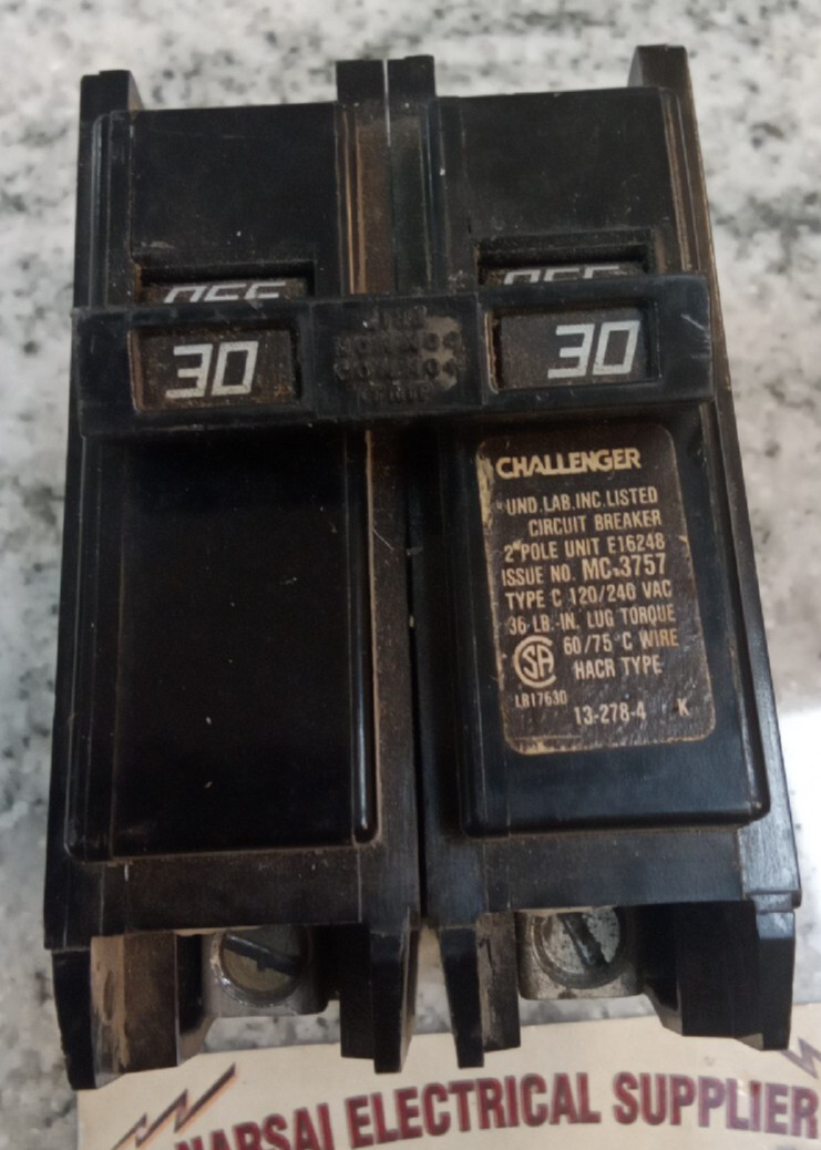 CHALLENGER/BREAKER/C230/30A/2P/ 120/240V/COMMON TRIP /TYPE C/ GROVE/USE(B6D1