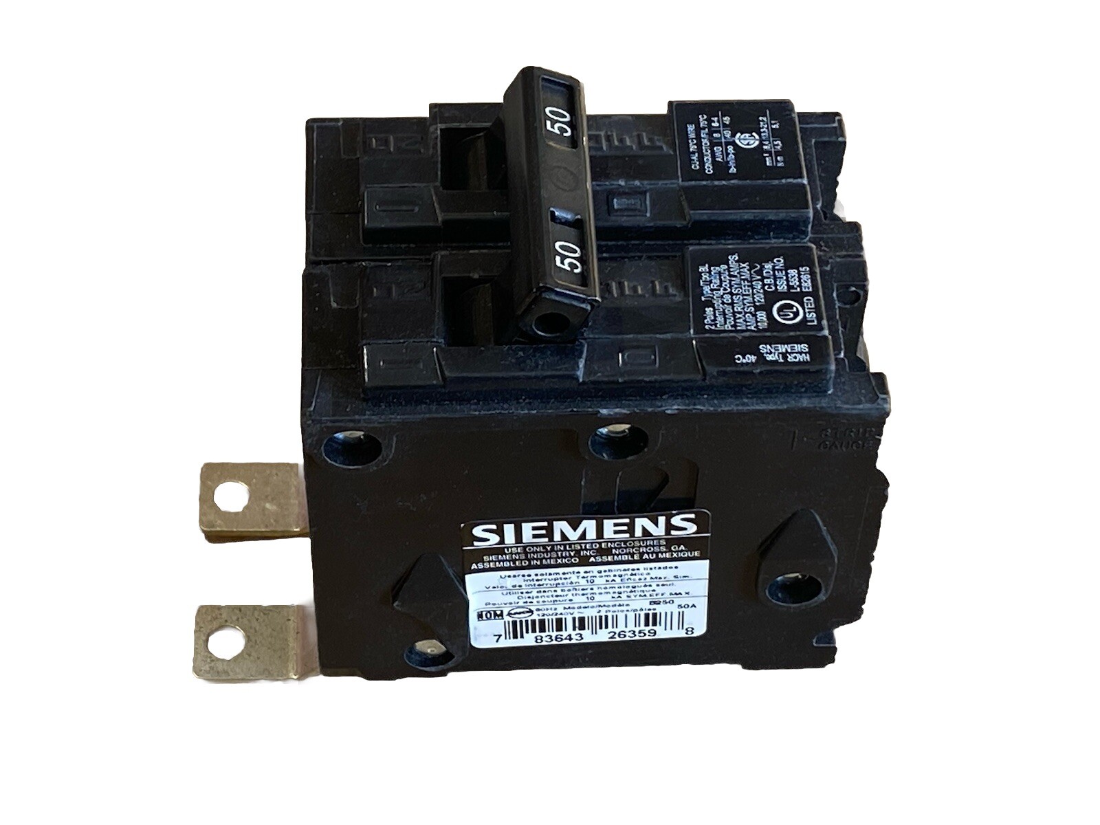 SIEMENS BREAKER B250 – 50 AMP BOLT ON 120/240V 10kA – 2PL New