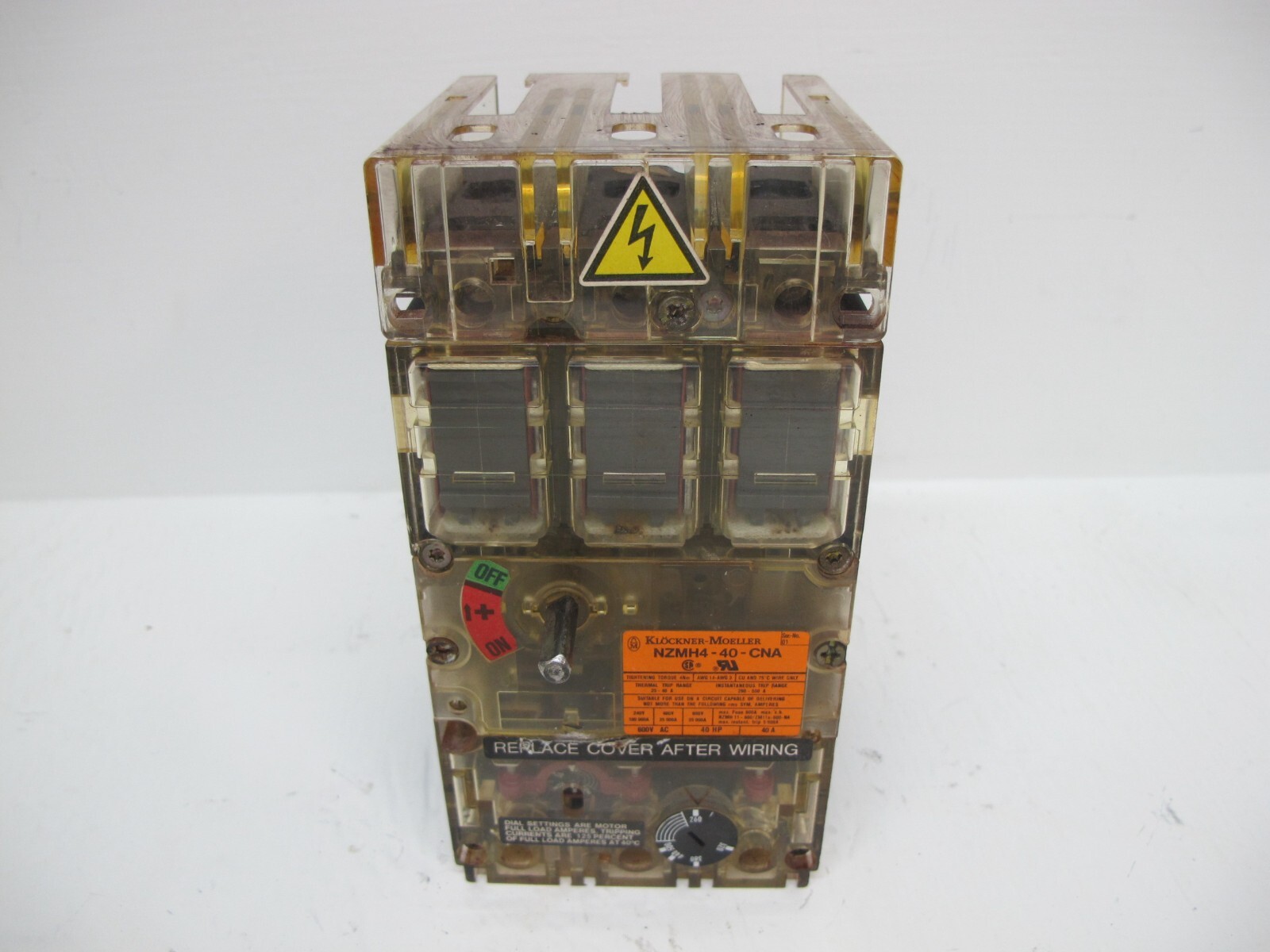 Klcokner Moeller NZMH4-40-CNA 40 Amp Breaker 600 V AC 40 HP NZMH440CNA