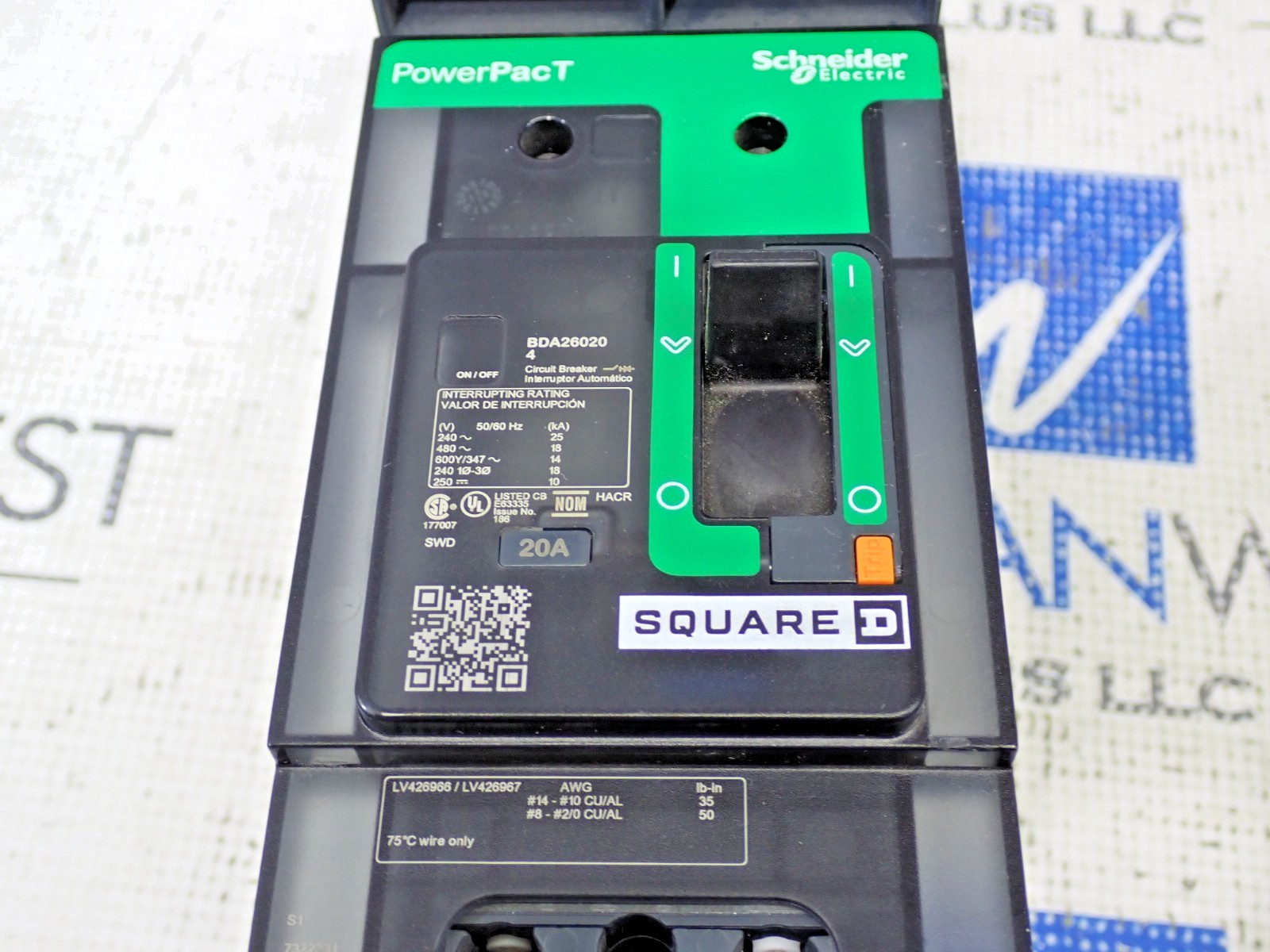 Square D Schneider BDA260204 20 Amp 2 Pole 600V PowerPact I-Line Breaker Tested