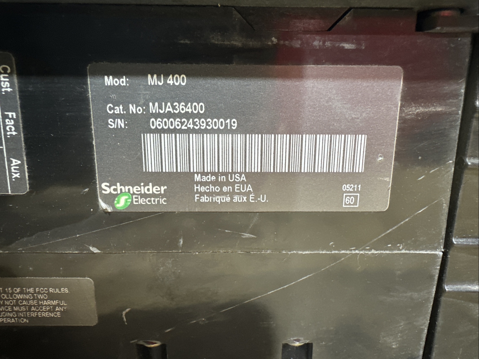 Square D PowerPact MJ400 MJL36400 Schneider Electric