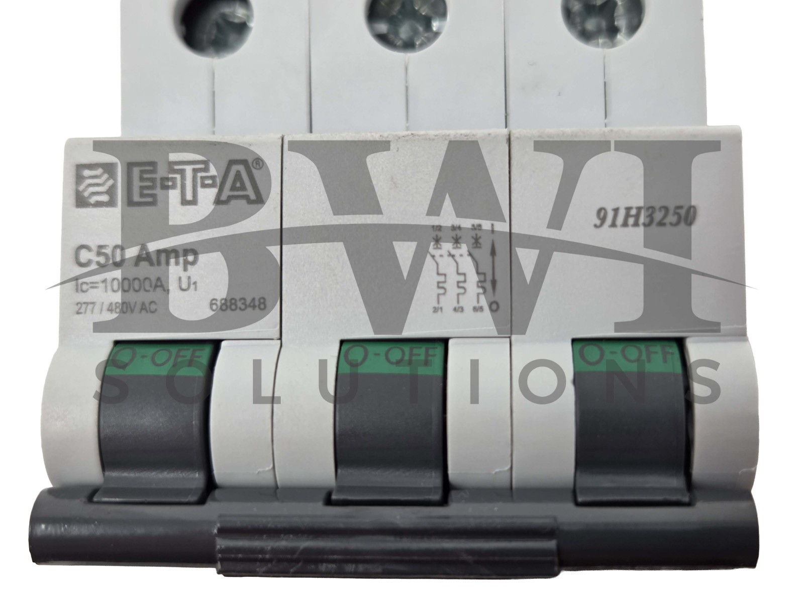 ETA 91H3250 Thermal Magnetic Circuit Breaker 50A, 3P, 277 / 480 VAC