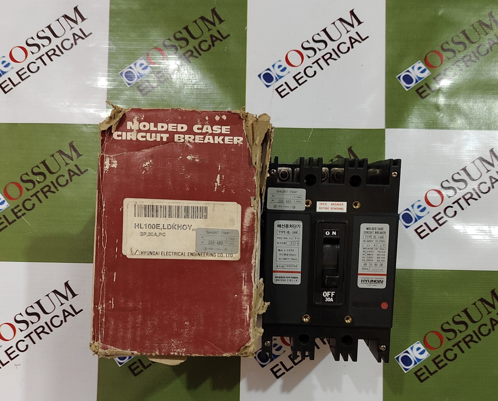 HYUNDAI ELECTRICAL HL-100E CIRCUIT BREAKER 30AMP VOLTAGE 440VAC 75KA FAST SHIP