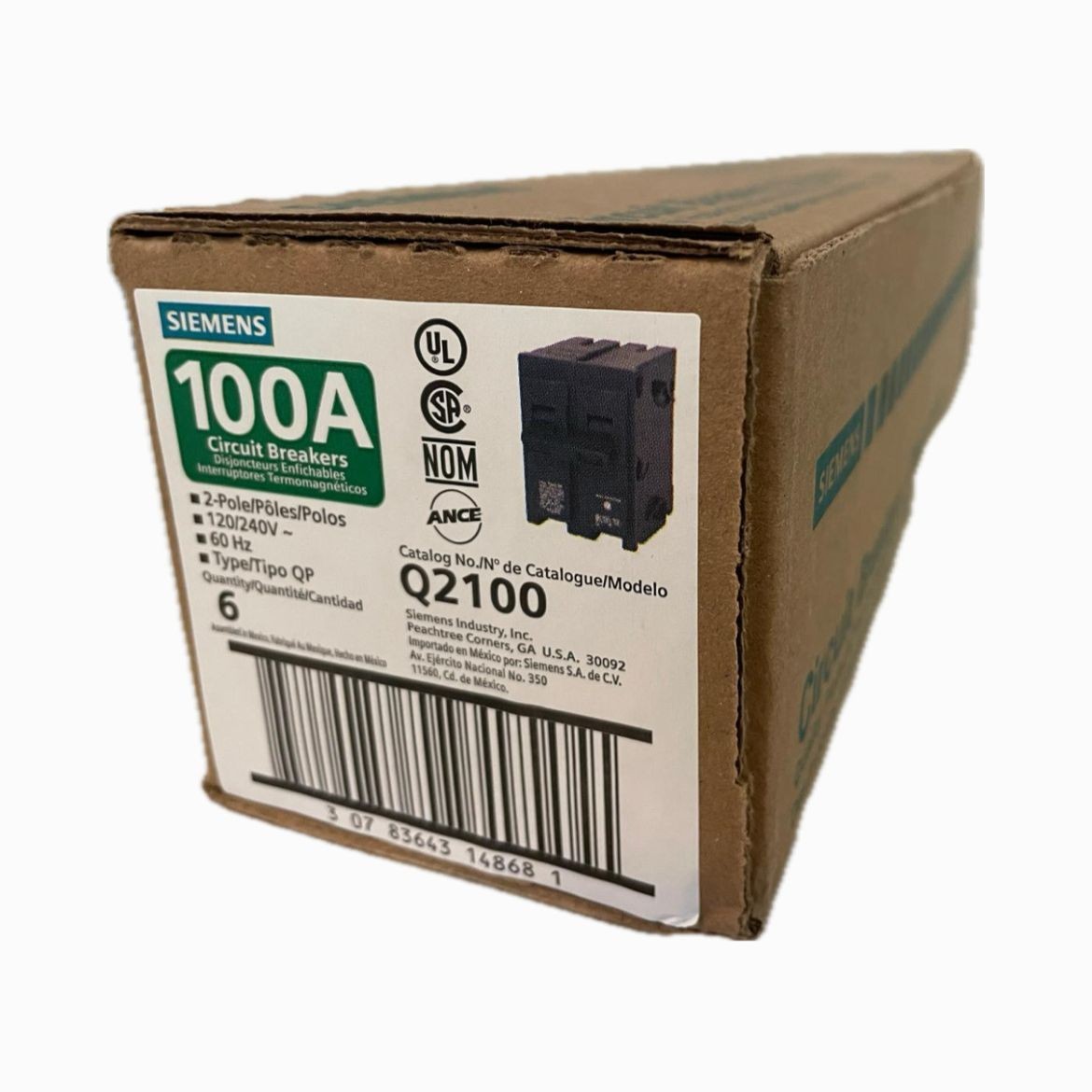 Q2100 (New) Siemens 2 Pole 120/240V 100 Amp Circuit Breaker