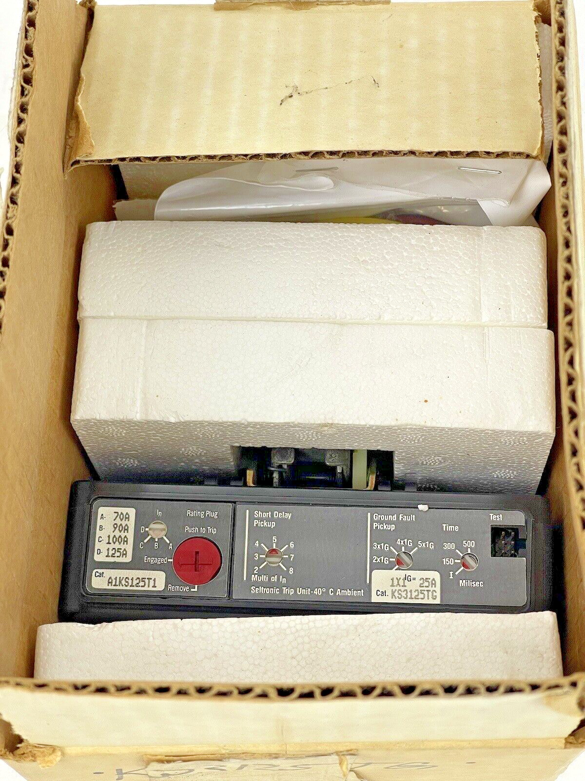 WESTINGHOUSE – KS3125TG TRIP UNIT /25A A1KS125T1 & TRIP PLUG / 70A 90A 100A 125A
