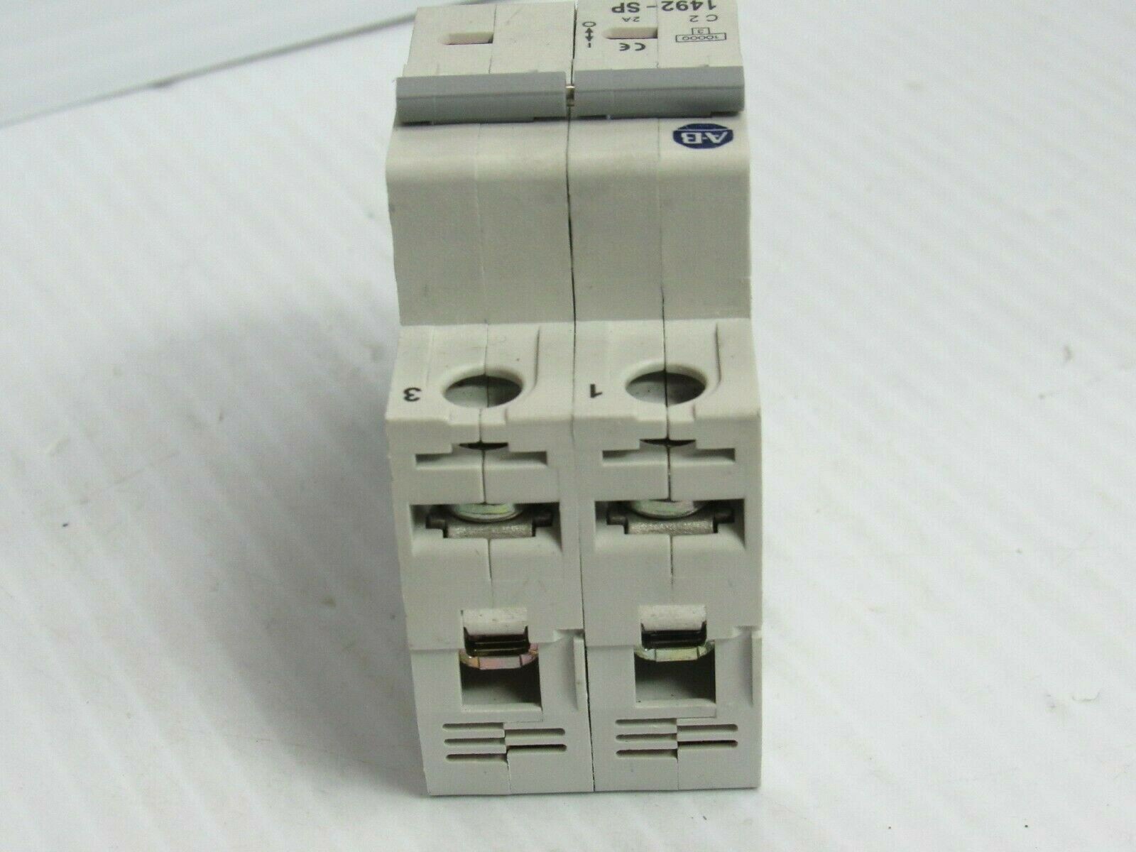 (2) ALLEN BRADLEY CIRCUIT BREAKER 1492-SP2C020 2 POLE 2P 2 AMP A 2A SER C – USED