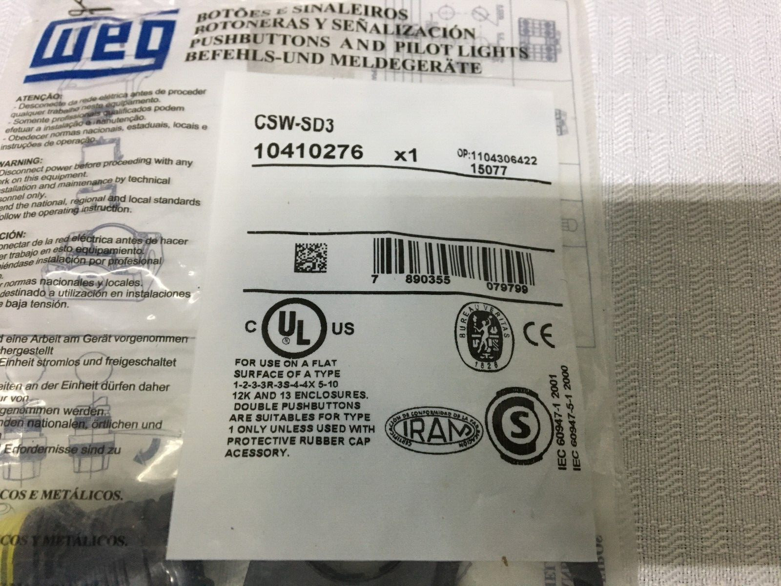 New! (Lot of 4) WEG CSW-SD3 Pilot Light (#50060)