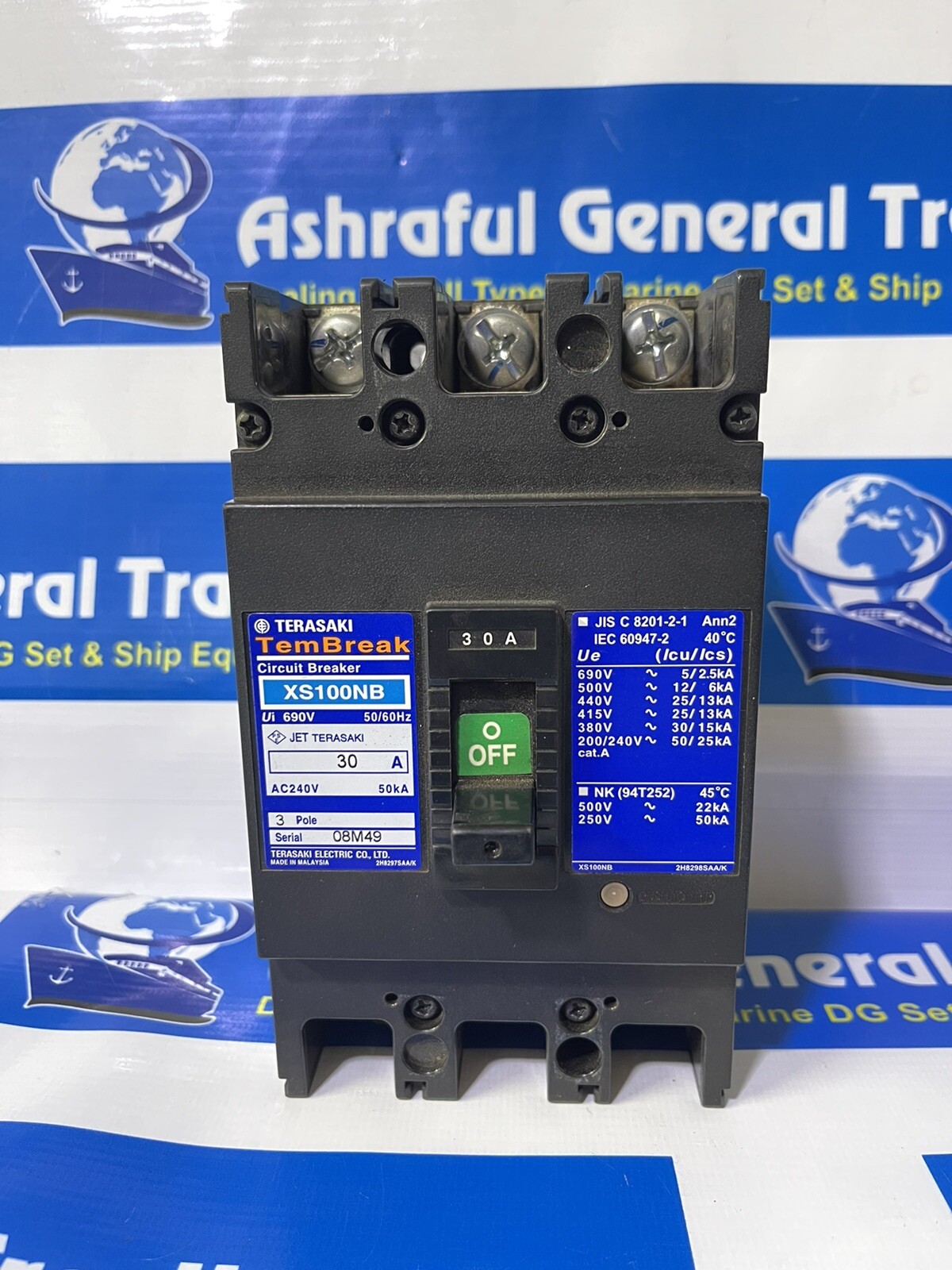 Terasaki XS100NB 30A 3 Pole circuit breaker
