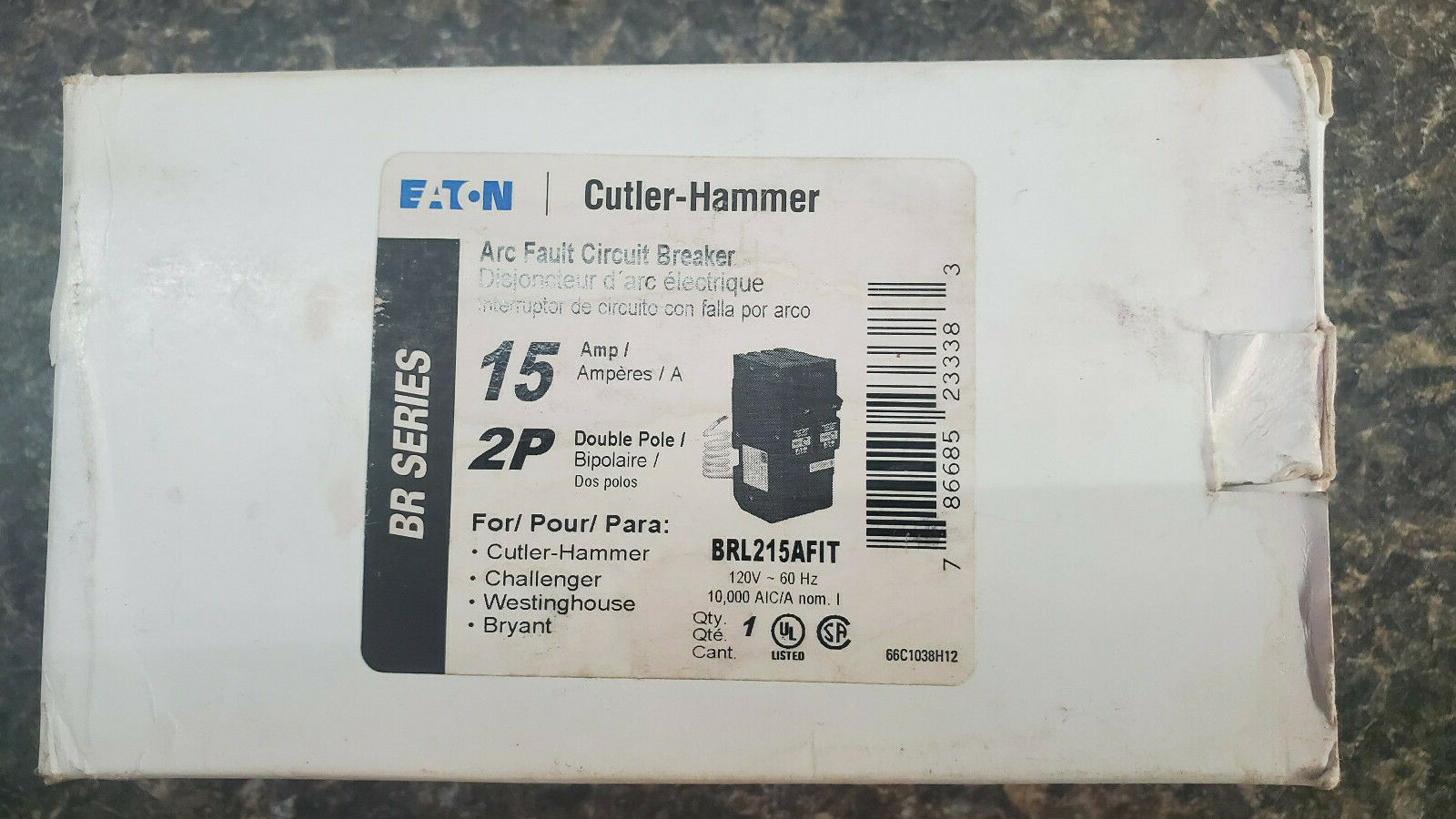 Eaton BRL220CAF Plug-In Mount Type BR Combination Arc Fault Circuit Breaker