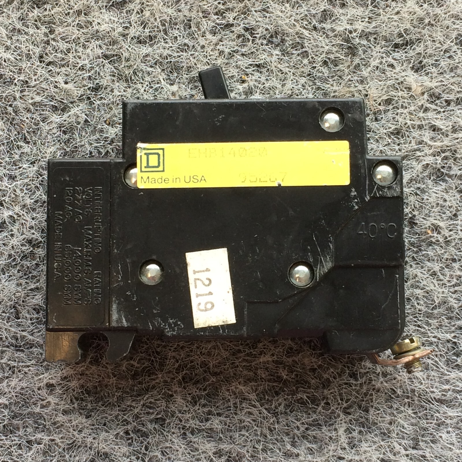 Square D EHB14020 20A Circuit Breaker 14kA @ 277 VAC Type EHB4 1 Pole 20 Amp