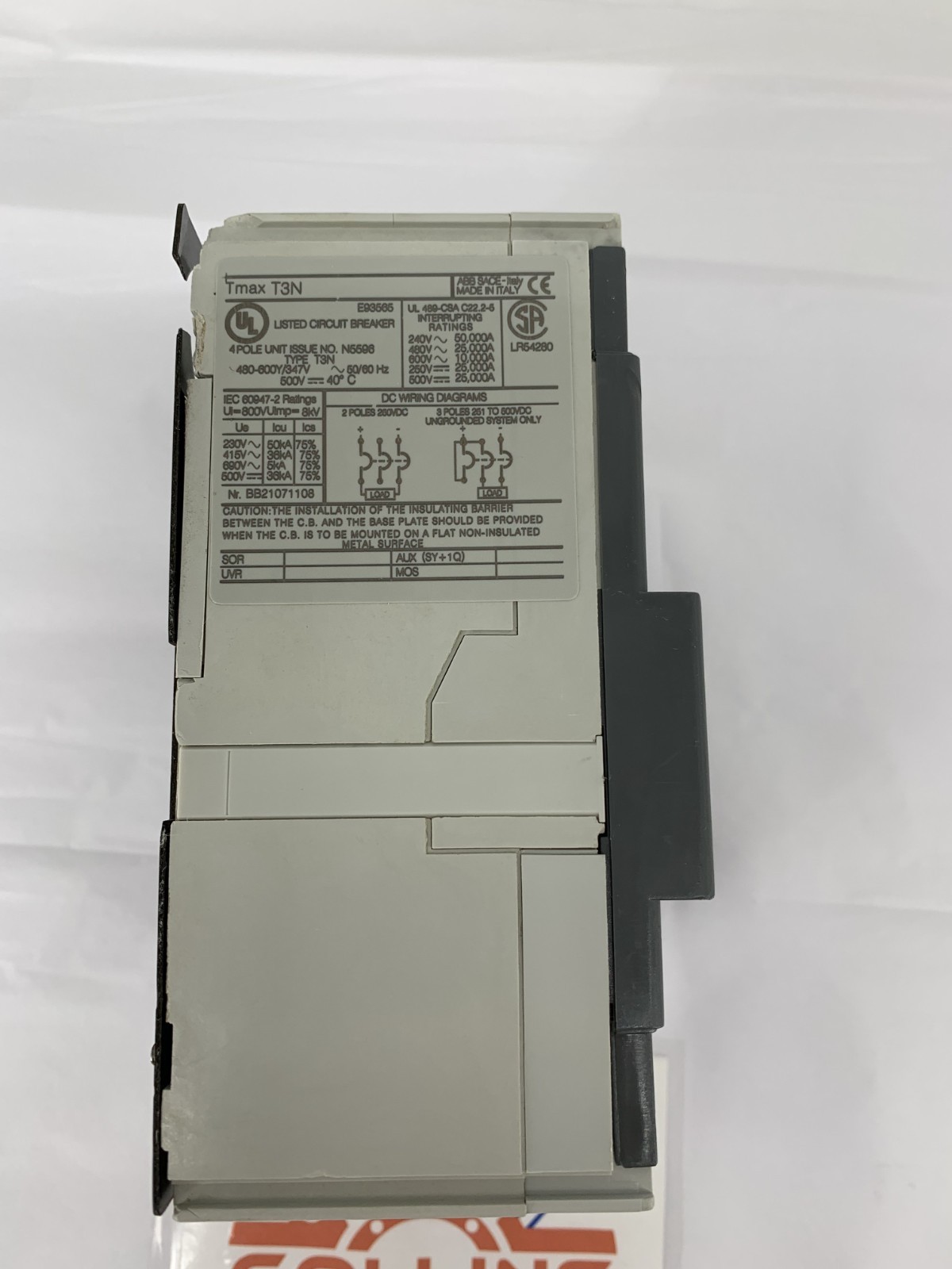 ABB SACE Tmax T3N T3N200TW 200A 4P 690VAC Molded Case Circuit Breaker