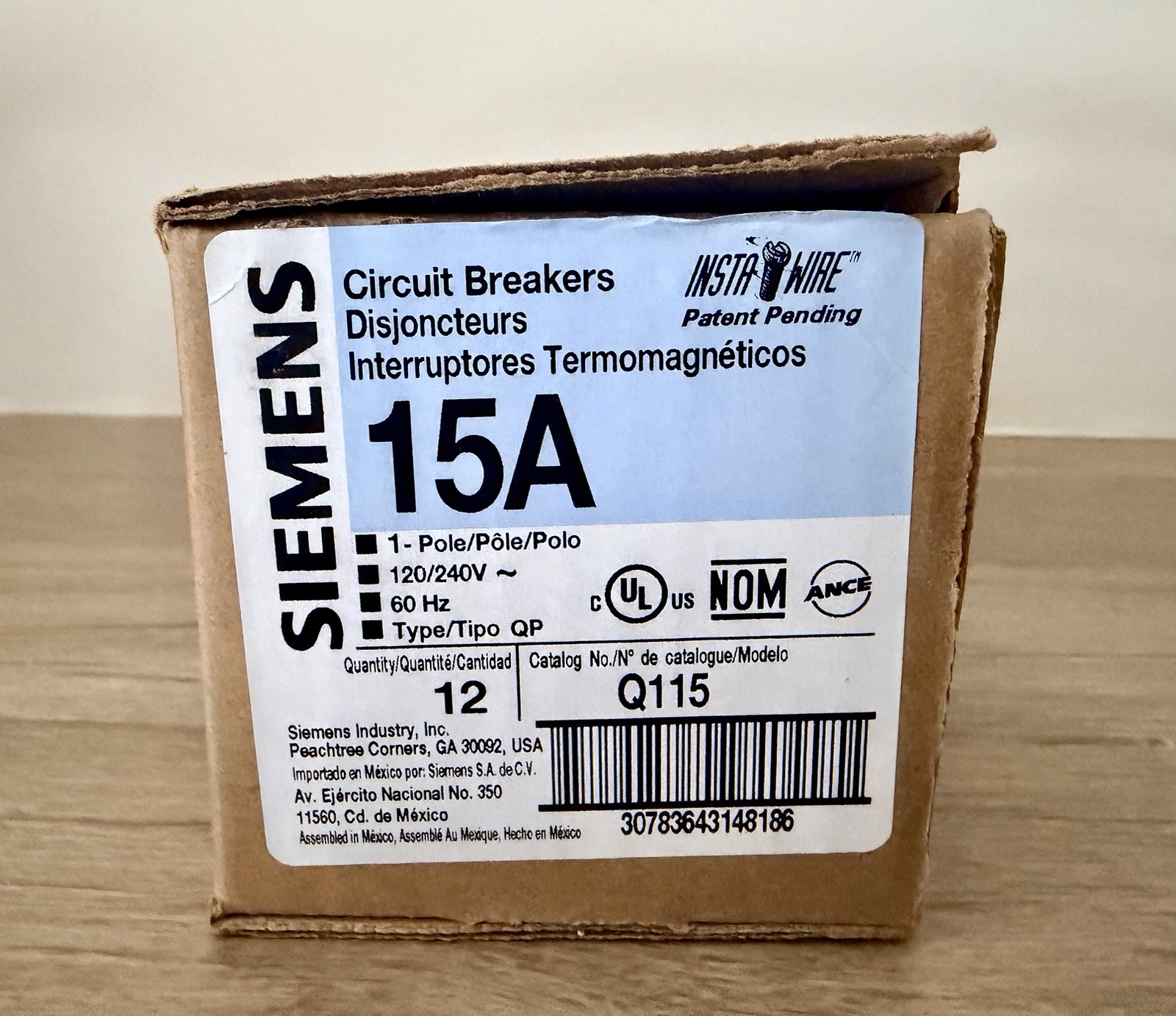 12 New Siemens Q115 1 Pole 15 Amp 120V Circuit Breaker 1 BOX OF 12