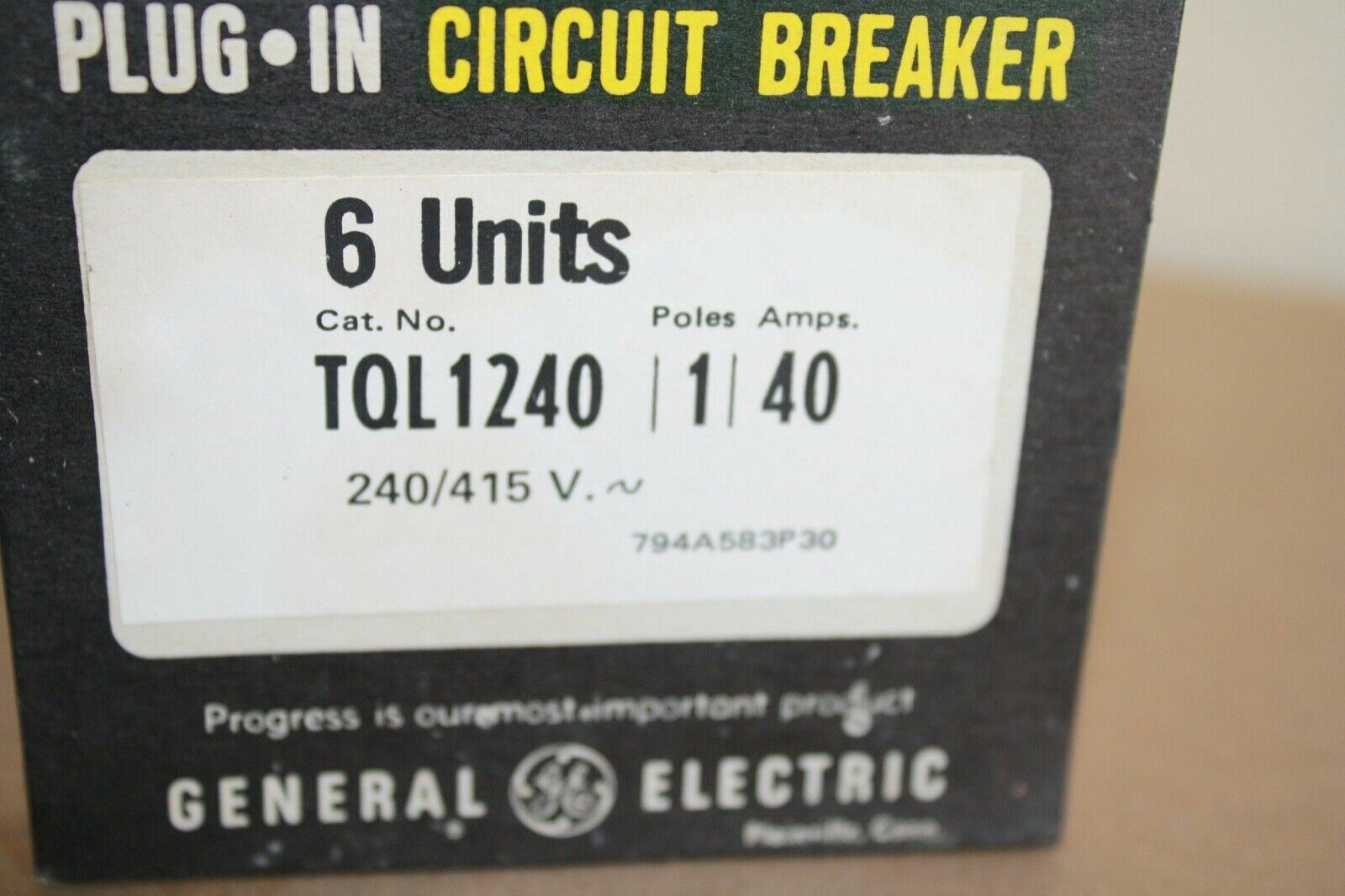 Lot of 6 – GE TQL1240 PLUG IN CIRCUIT BREAKER