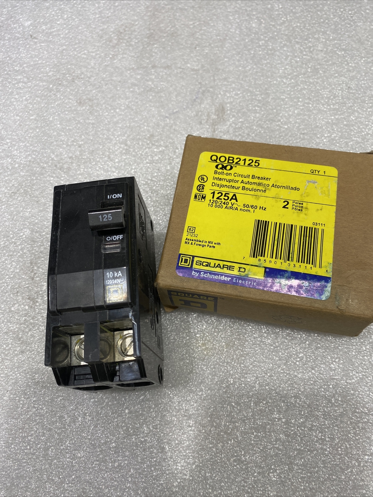 QOB2125 SQUARE D 2 POLE 125AMP 120-240V CIRCUIT BREAKER NEW